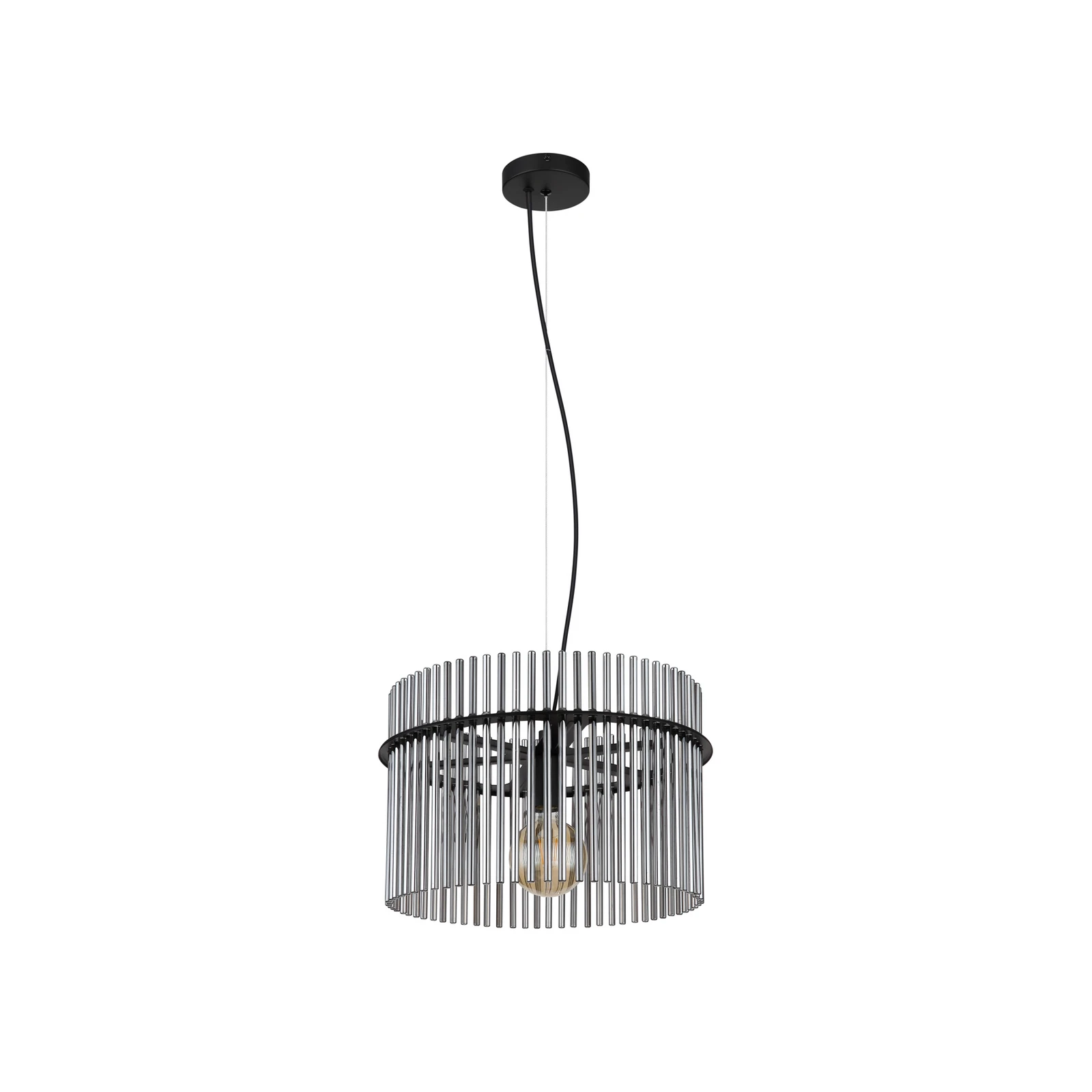 Visoka svetilka Gorley, dimno siva/črna, Ø 40 cm, steklo, E27