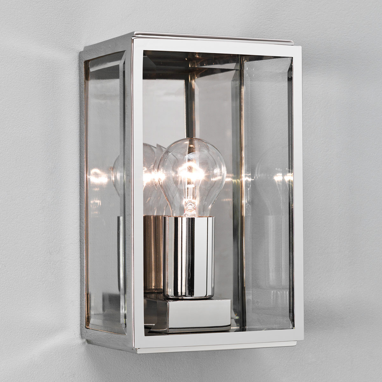 Astro Homefield Square Outside Wall Light Nickel, Glass, metal, E27, 60 W, energy efficiency: A++, W: 16 cm, H: 25 cm