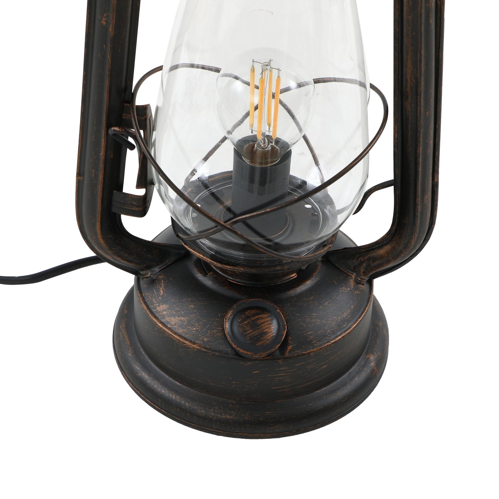 Lindby Raisa lampada da tavolo, lanterna, ruggine