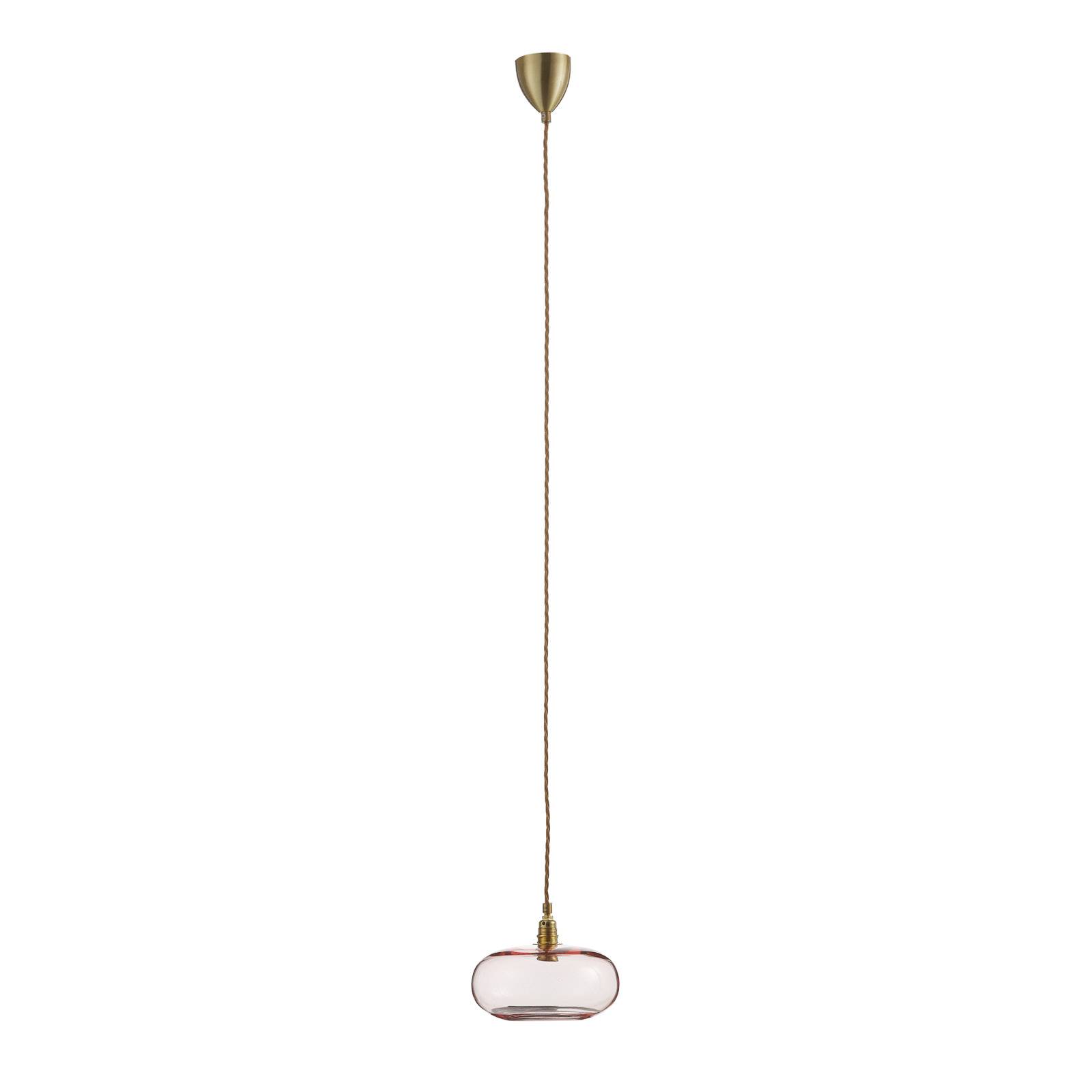 EBB & FLOW Horizon hanging lamp rose/gold Ø 21 cm, for Living / Dining Room, glass, metal, fabric, E14, 25 W, H: 14 cm