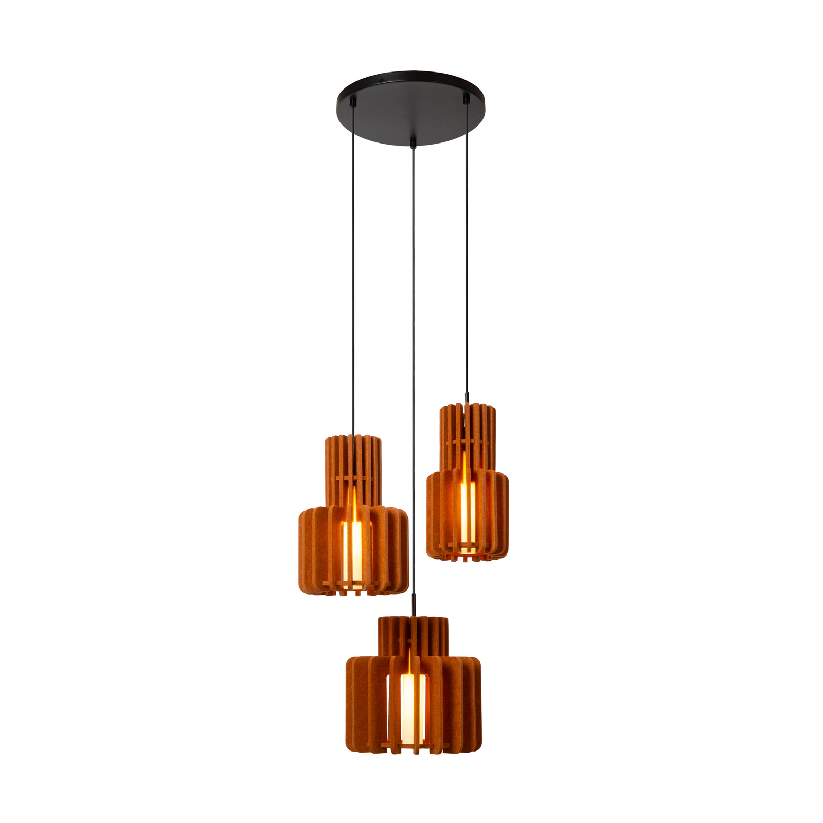 Lampă suspendată Rollo, teracotă, Ø 50 cm, țesătură/metal, 3 becuri.