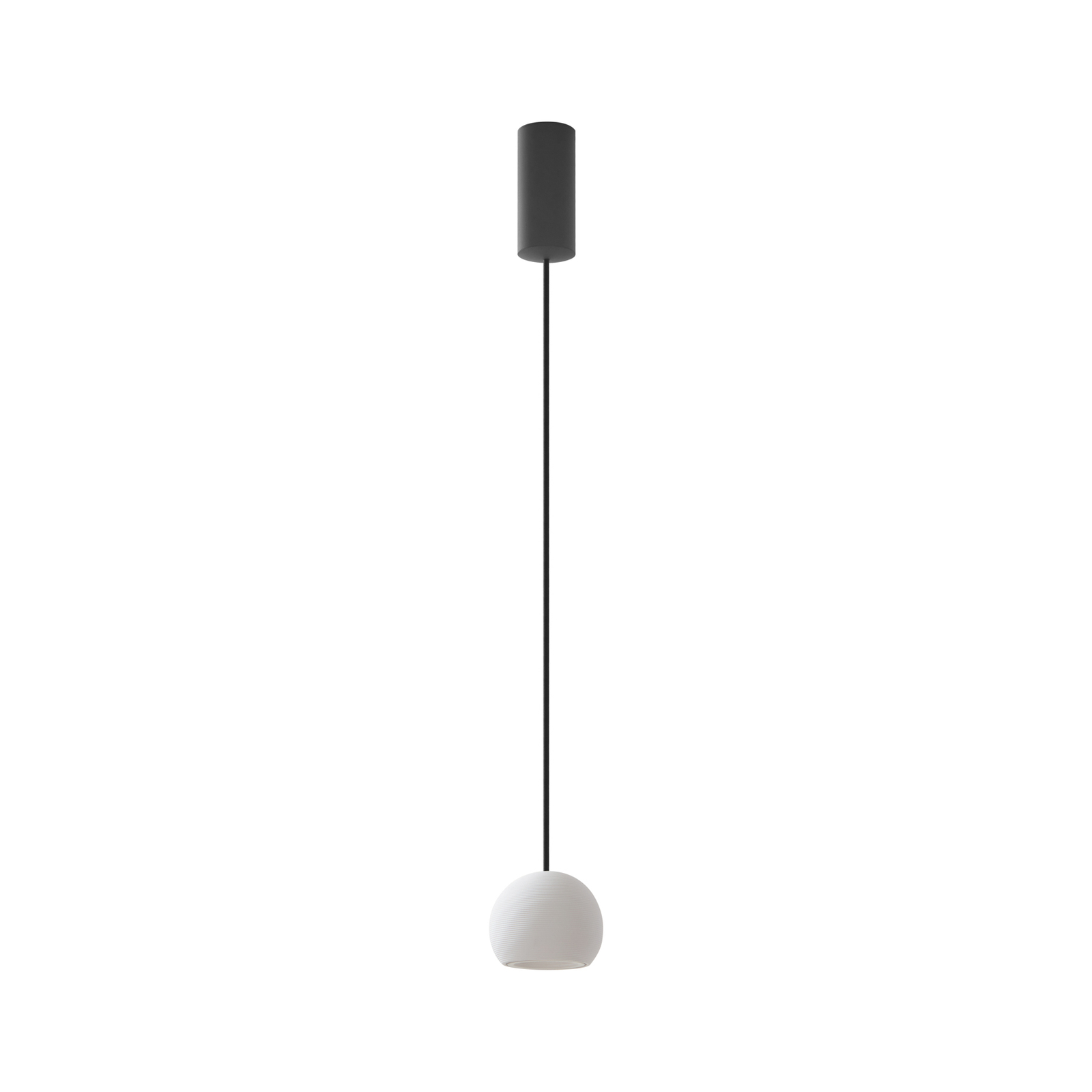 Lucande Suspension LED Darkorin, blanc, rond, plâtre, Ø 12 cm