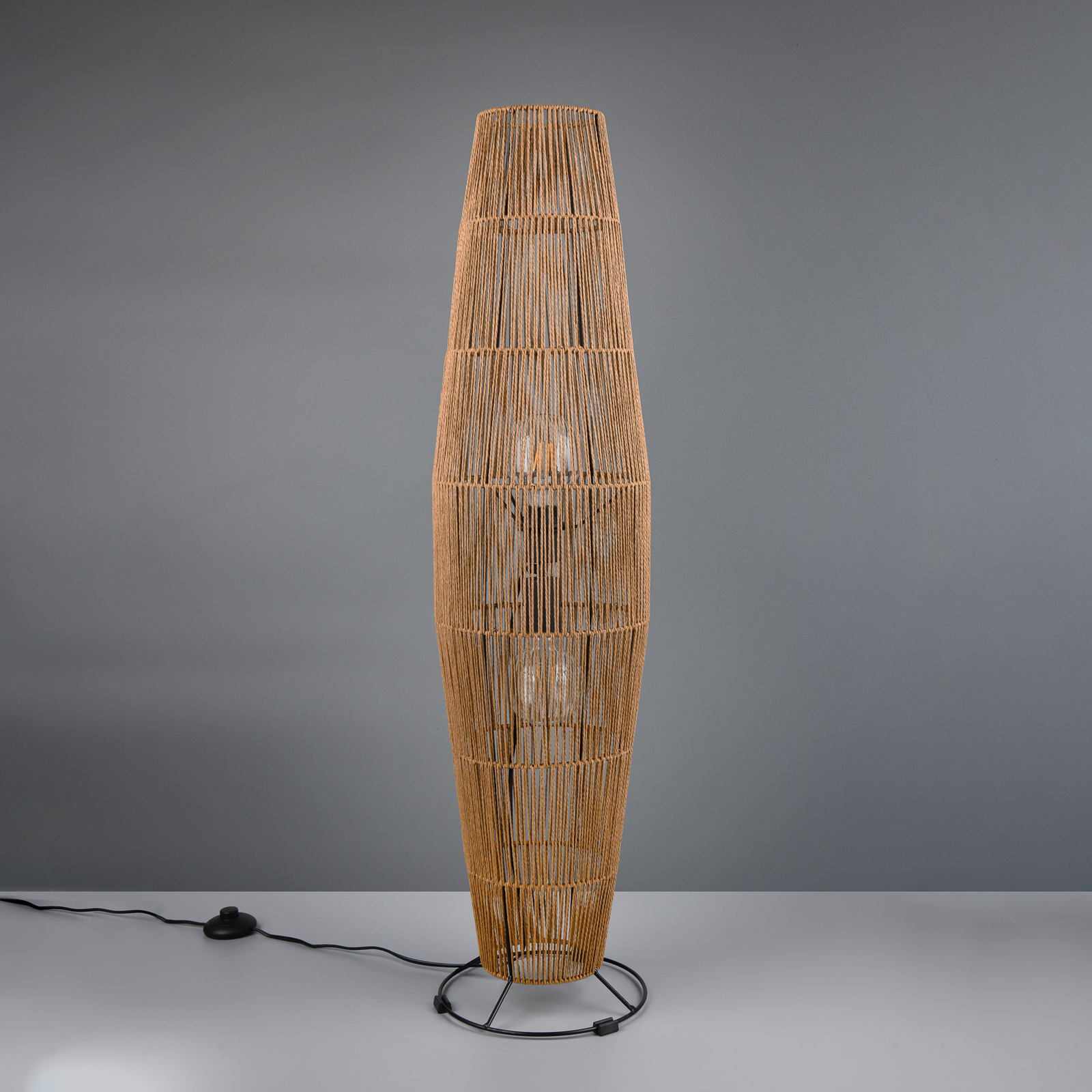 Lampe sur pied Miki, marron, hauteur 103 cm, papier