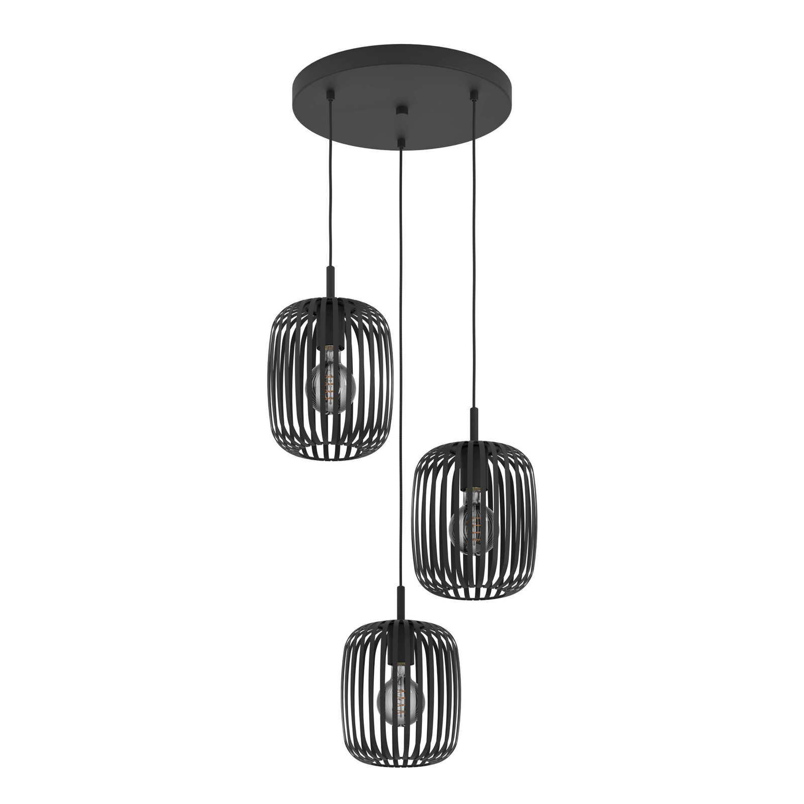 Suspension Romazzina, Ø 46 cm, noir, 3 lampes, acier