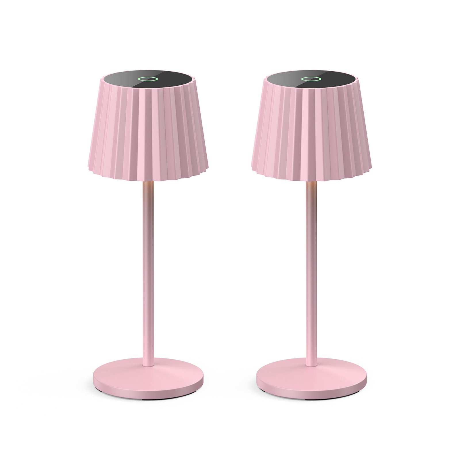 Lindby LED-Akku-Tischleuchte Esali, pink, 2er-Set, Alu