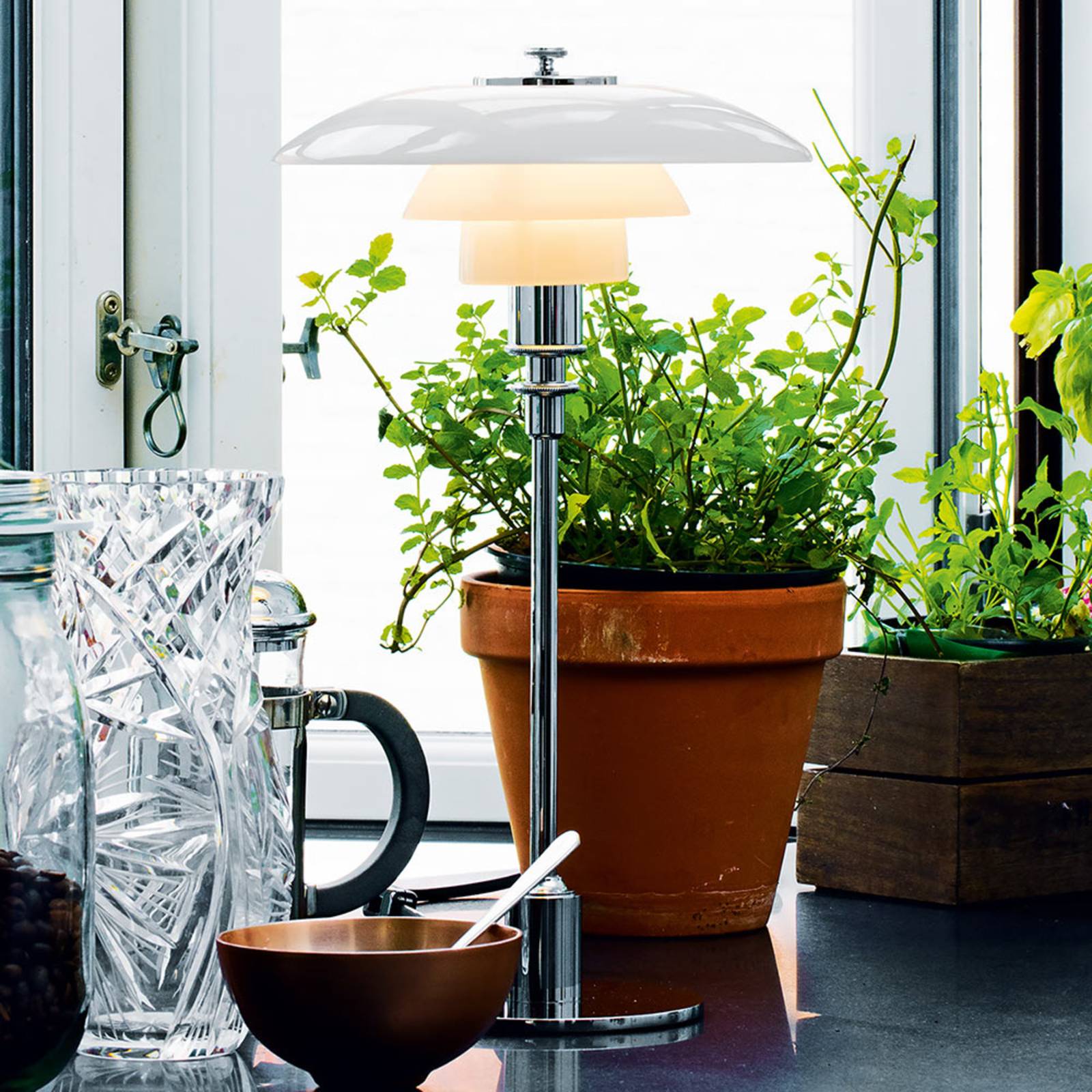 Louis Poulsen PH 2/1 lampa stołowa chromowana