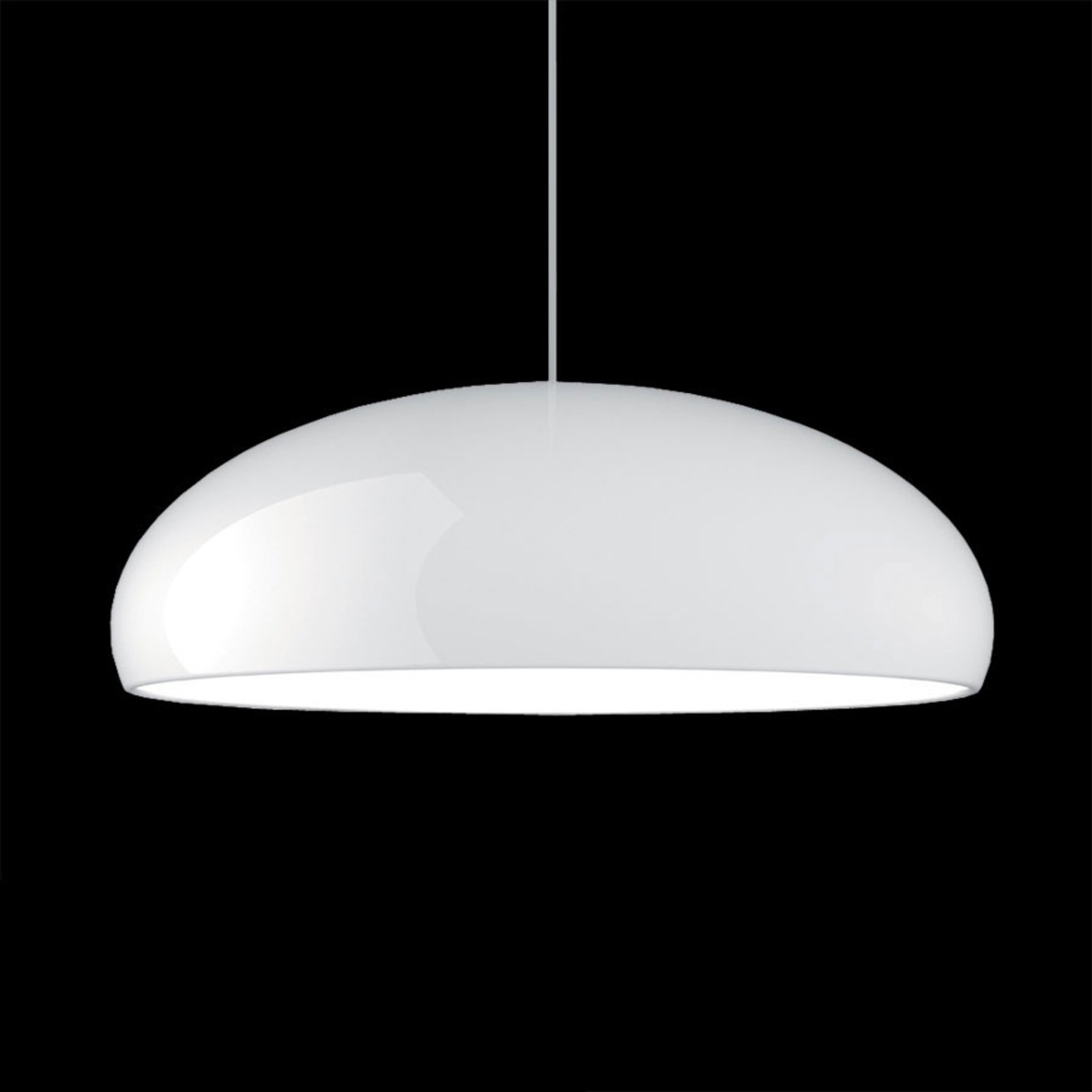 Fontana Arte Retro hanging light Pangen white, for Living / Dining Room, aluminium, polycarbonate, E27, 42 W, energy efficiency: A++, H: 20 cm