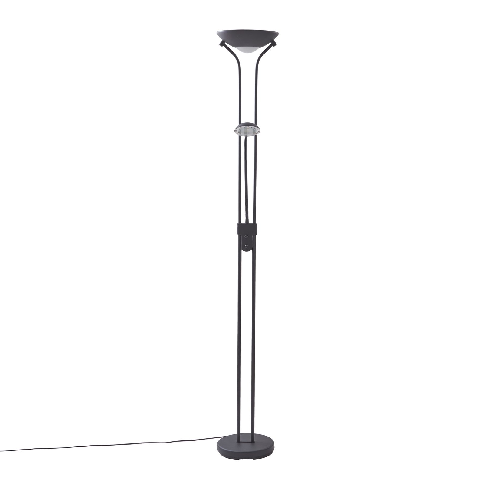 Lindby LED-Standleuchte Josefin, schwarz, Leselicht, dimmbar