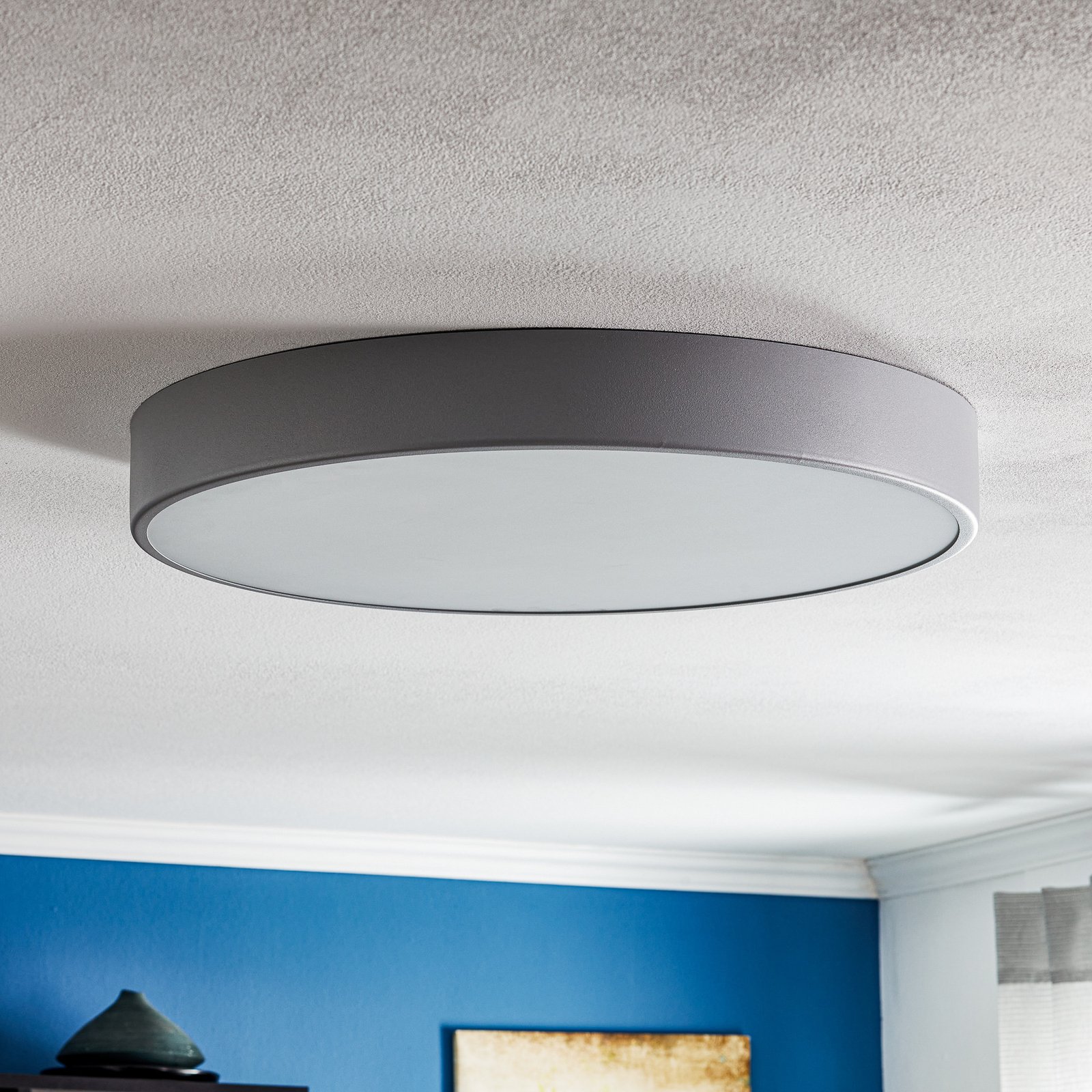 Cleo 600 ceiling light, sensor, Ø 60 cm grey