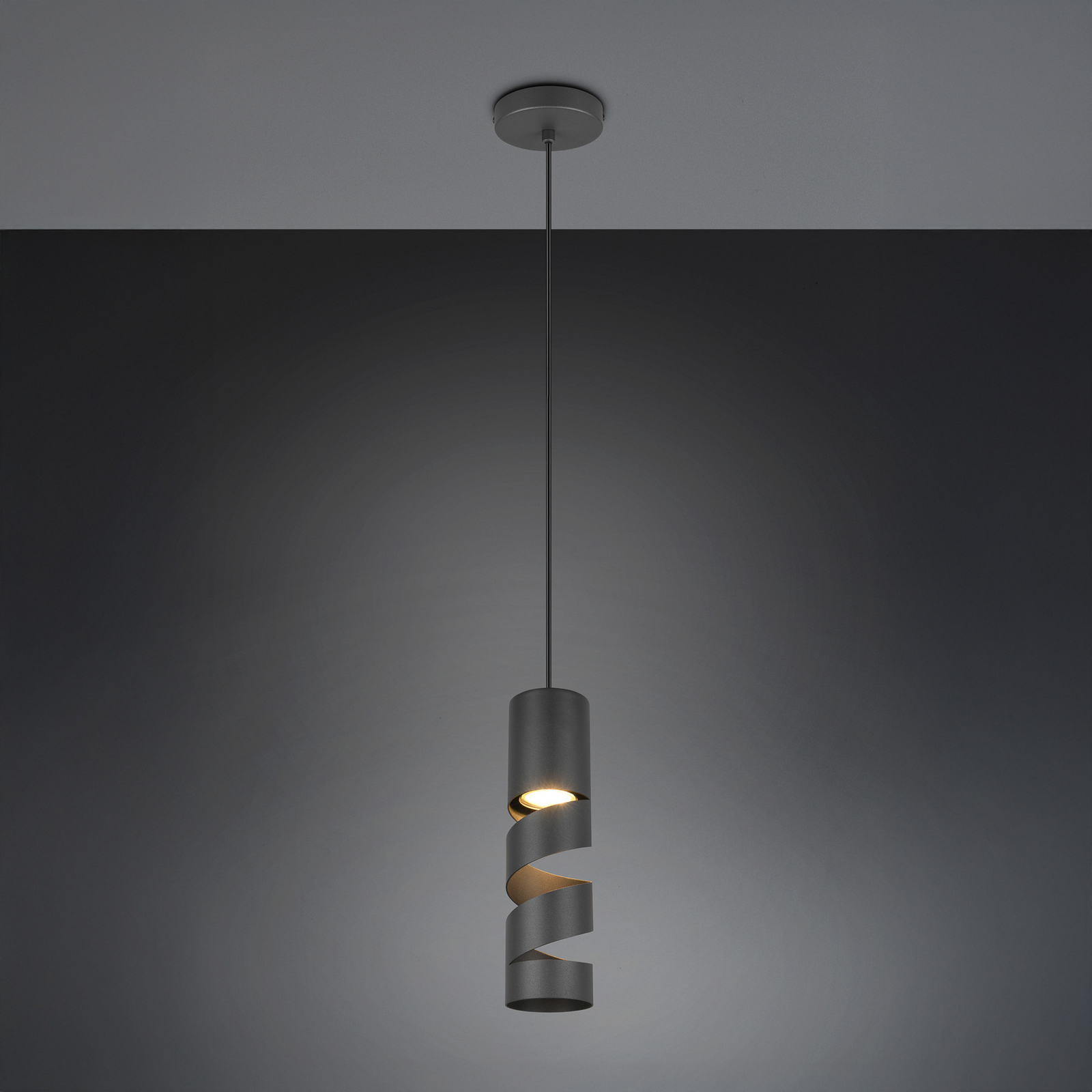 Stream pendant light, black, Ø 8 cm, metal, GU10