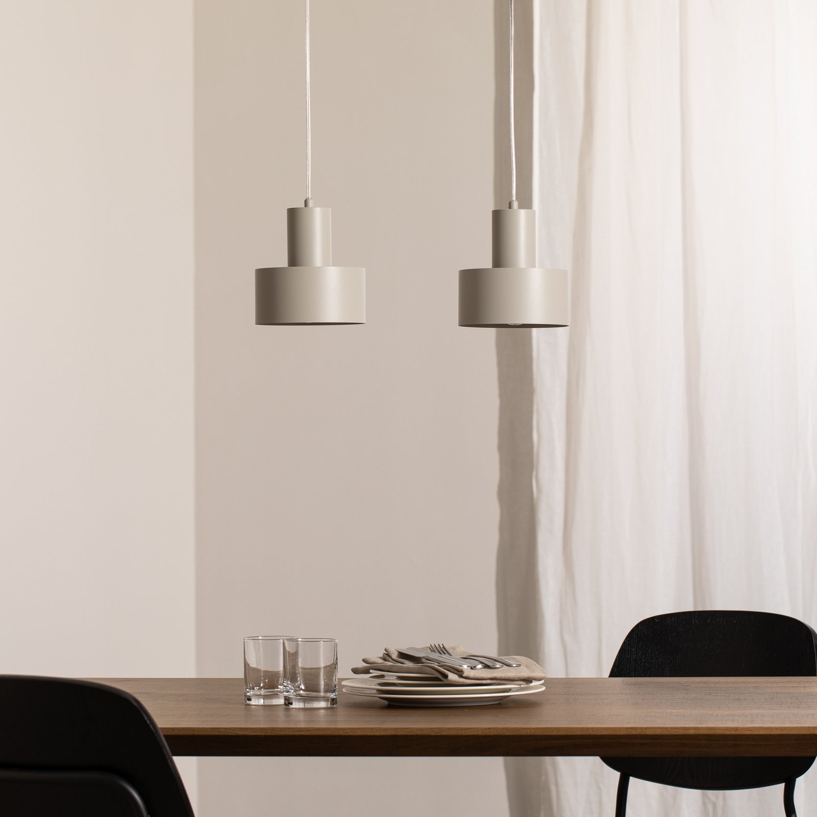 Hängeleuchte Rif 2, taupe 2-flammig, linear, Stahl