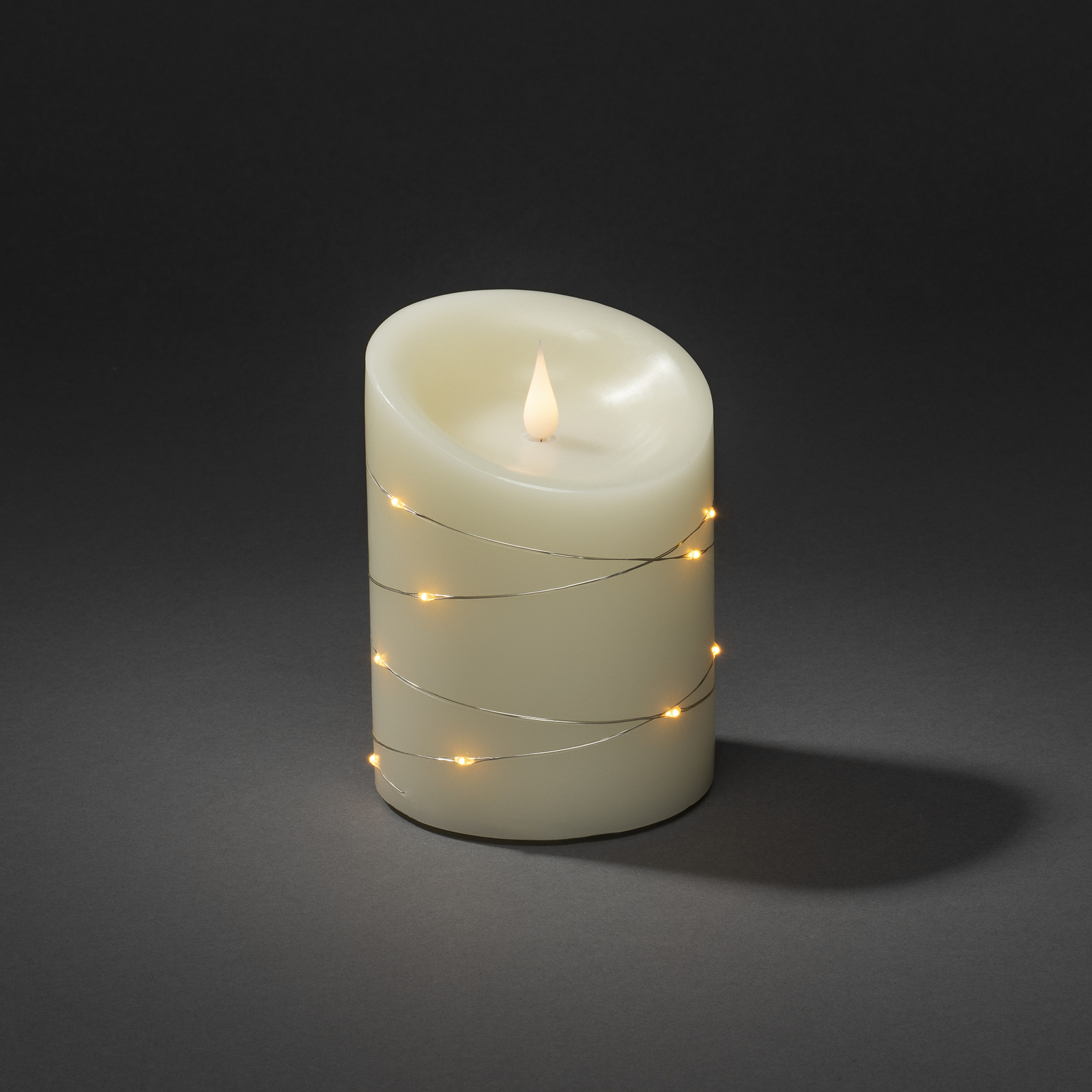 LED wax candle cream light colour amber height14cm