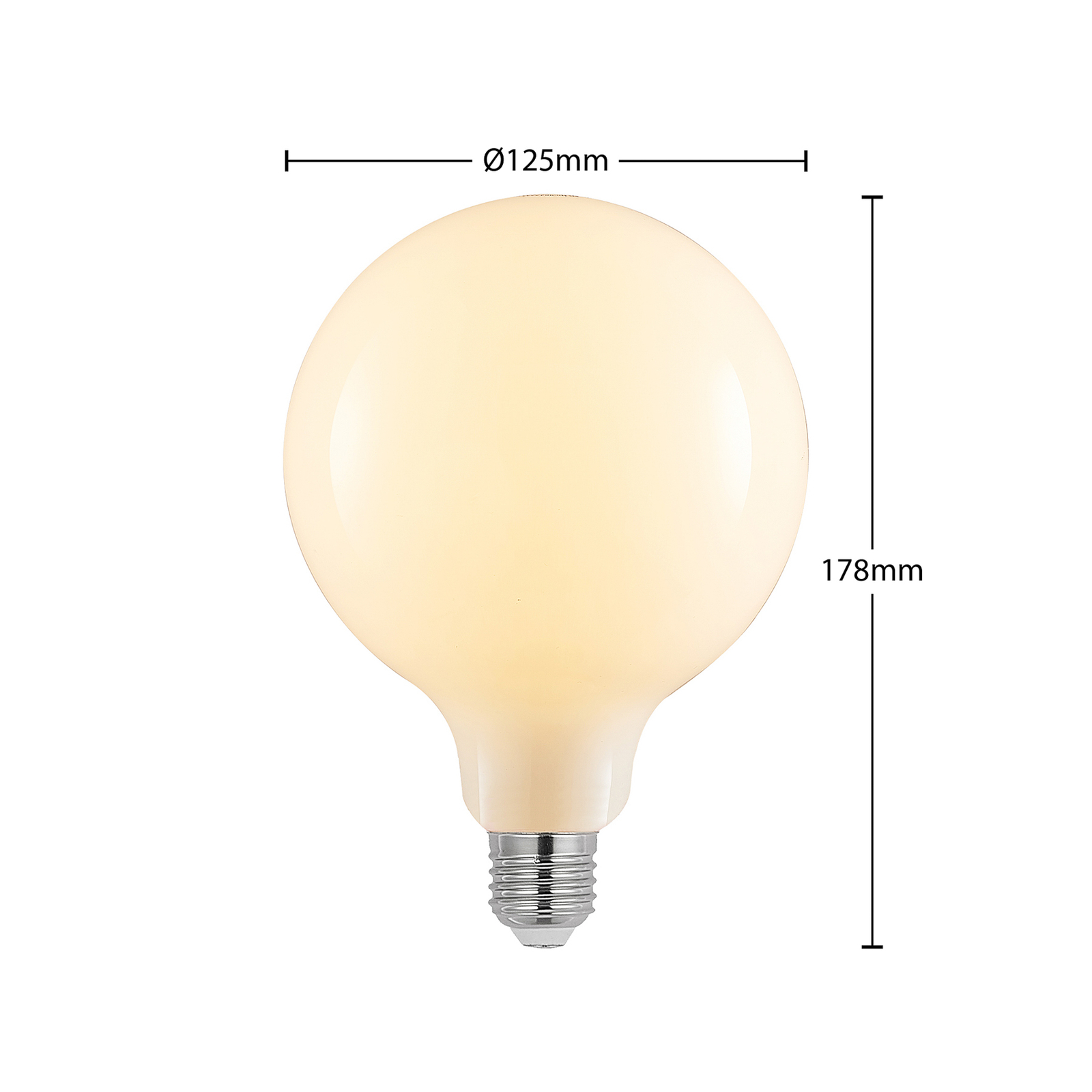 Lampada LED E27 6W 2,700K G125 regulável opala conjunto de 2