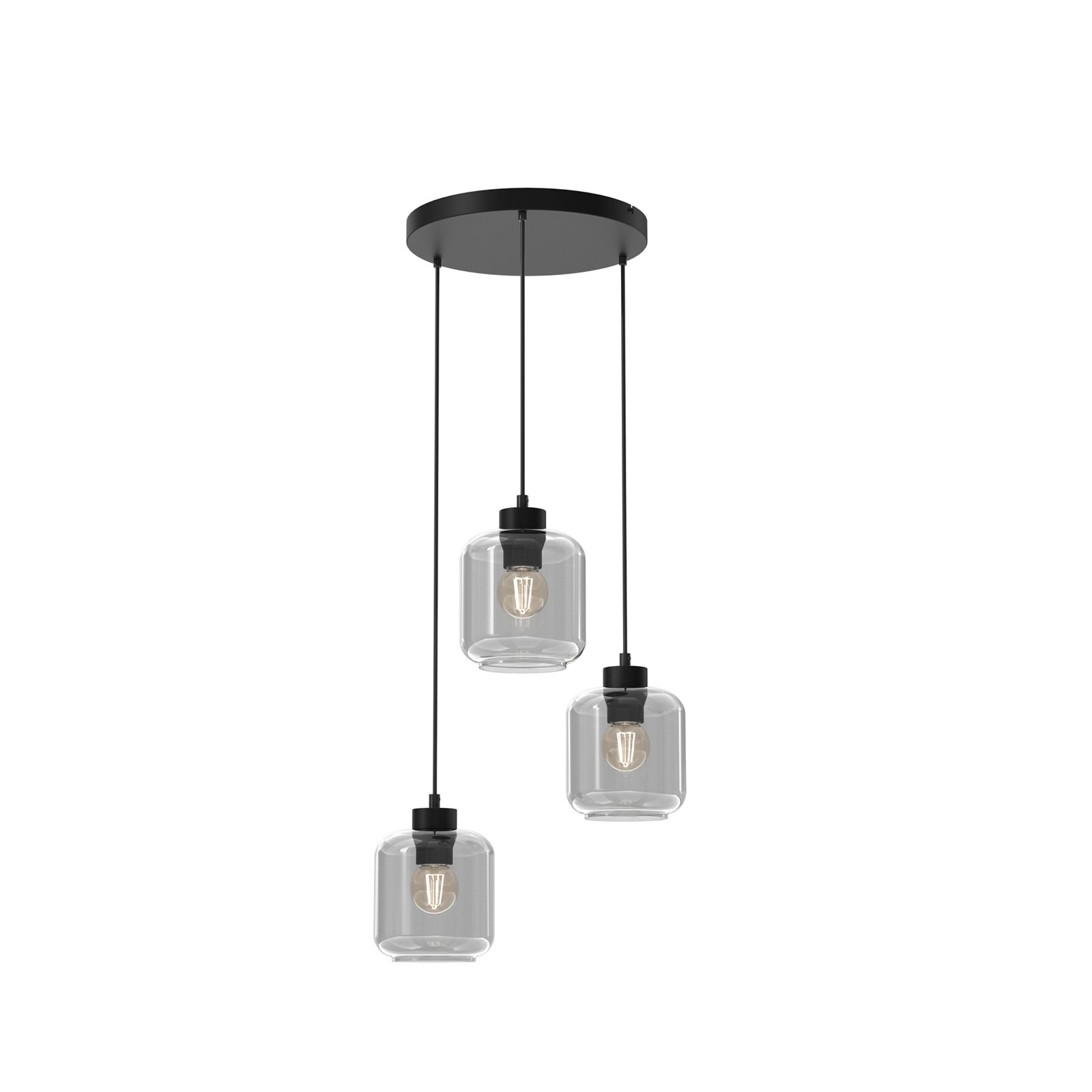 Hanglamp Sombra, rook, 3-lamps, rond