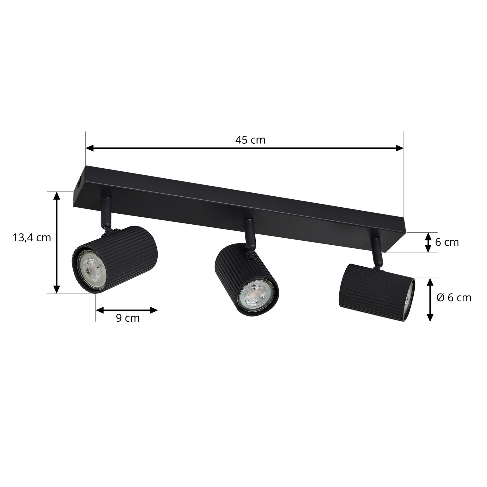 Lindby vägglampa Kardis, mörkgrå, 3 lampor, metall, GU10