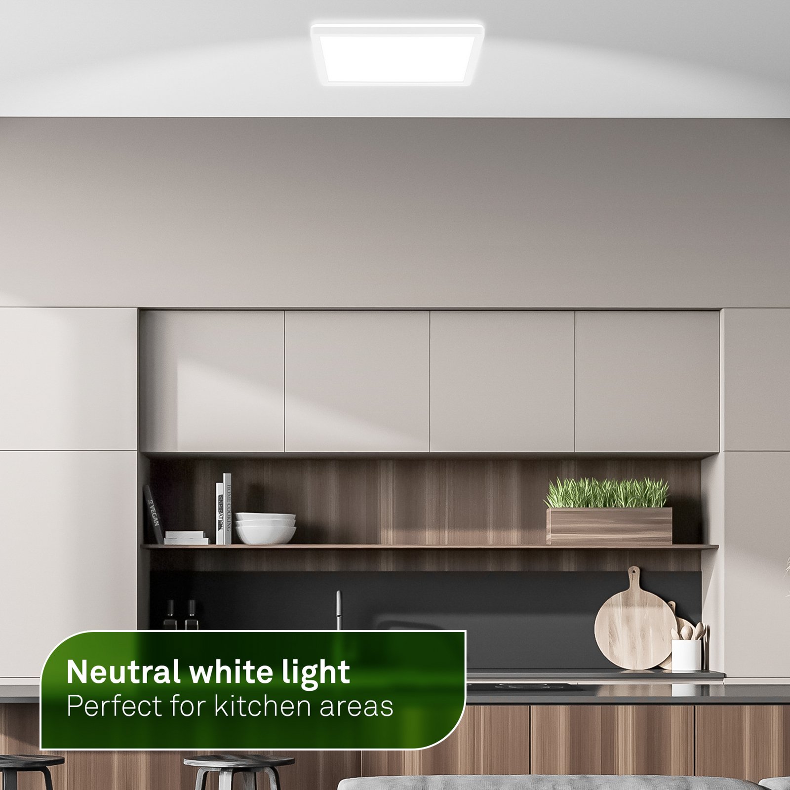 Plafonnier LED Tava A, 29x29 cm, plastique, blanc