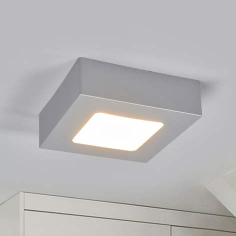 LED plafondlamp Marlo zilver 3000K hoekig 12,8cm