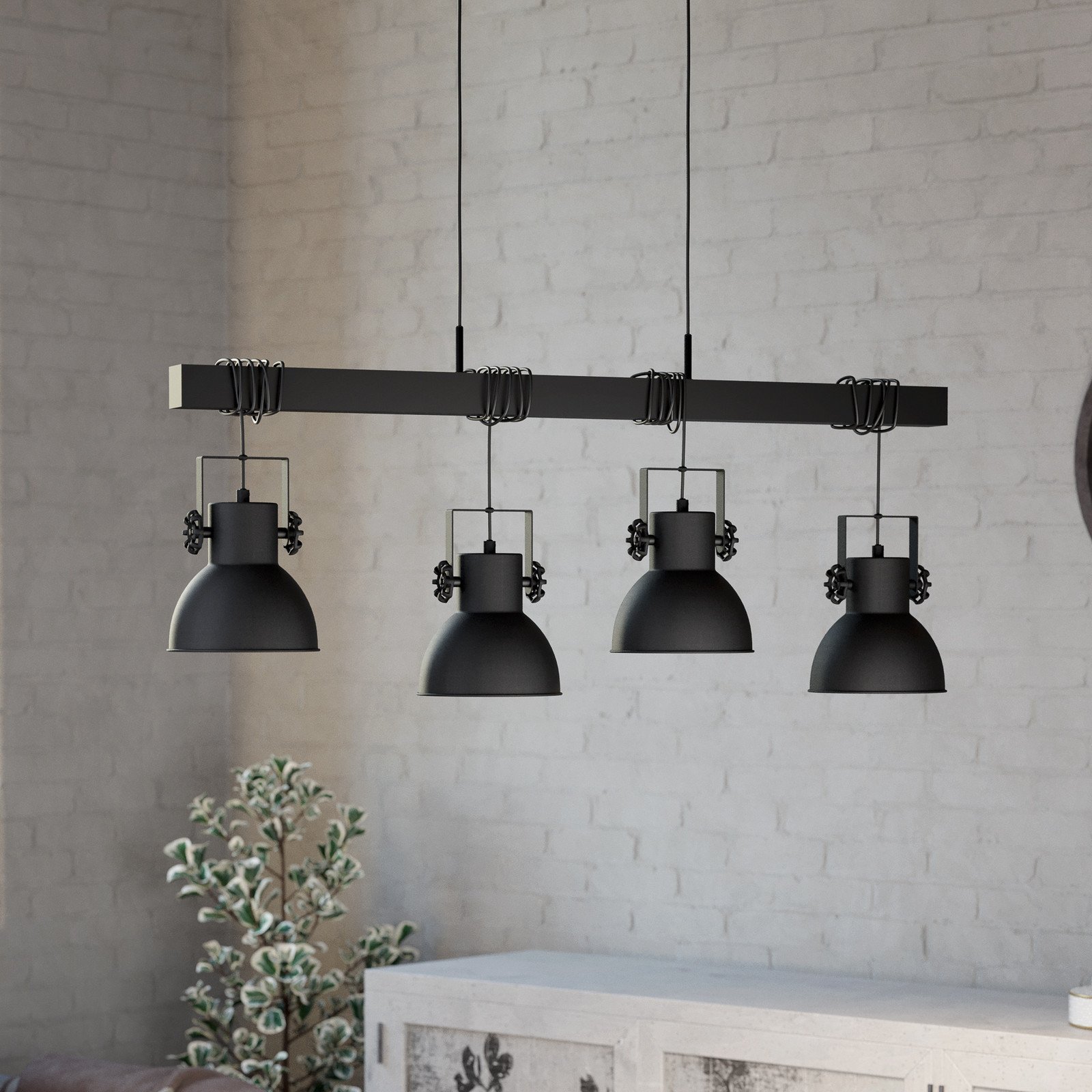 EGLO Shirebrook lampă suspendată patru surse neagră - Camera de zi / sufragerie - Design industrial - negru - Metal