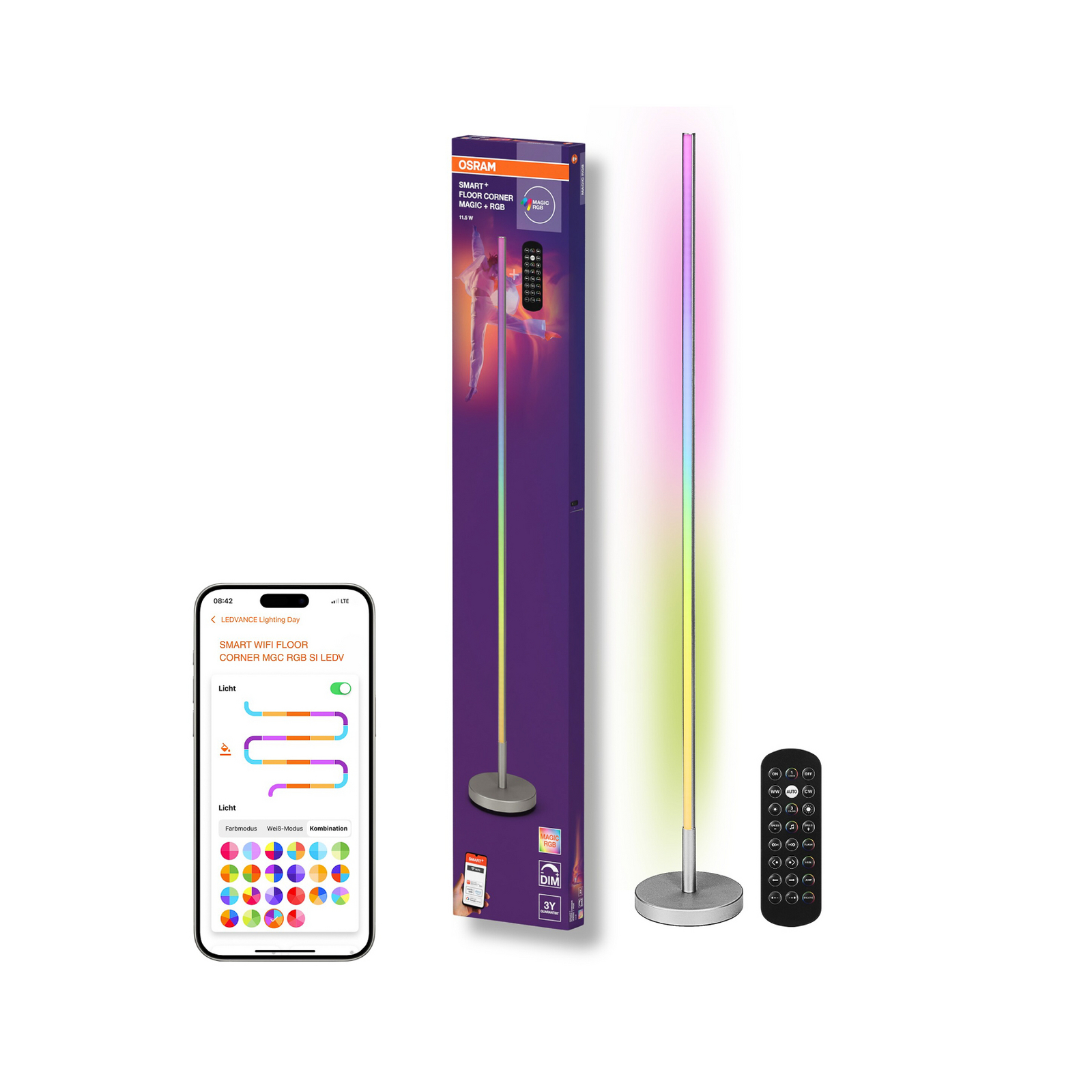 OSRAM SMART+ WiFi-lattiavalaisin CORNER MAGIC hopea 140 cm RGB