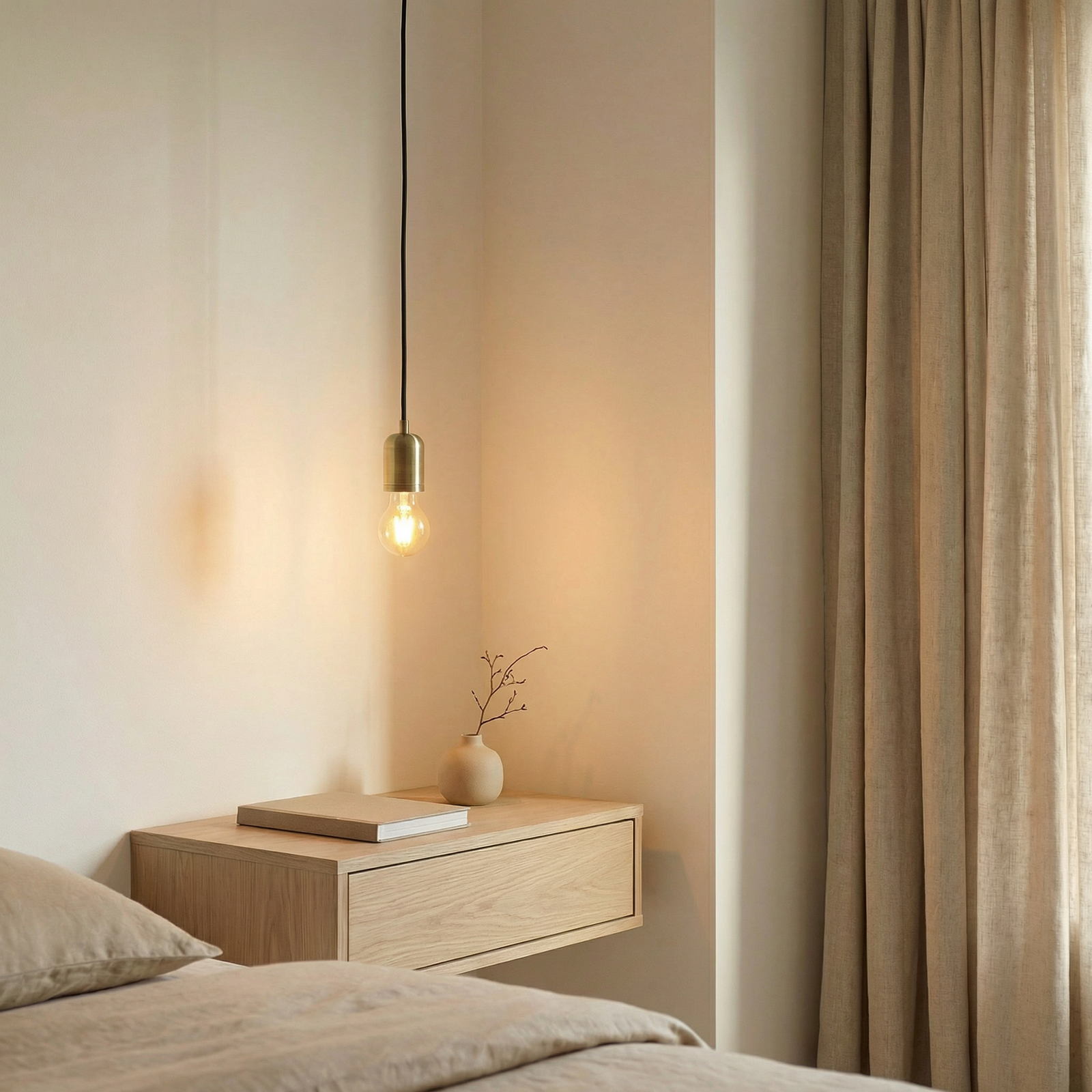 Lámpara colgante Lindby Hattie, portalámpara E27, latón, Ø 4,7 cm