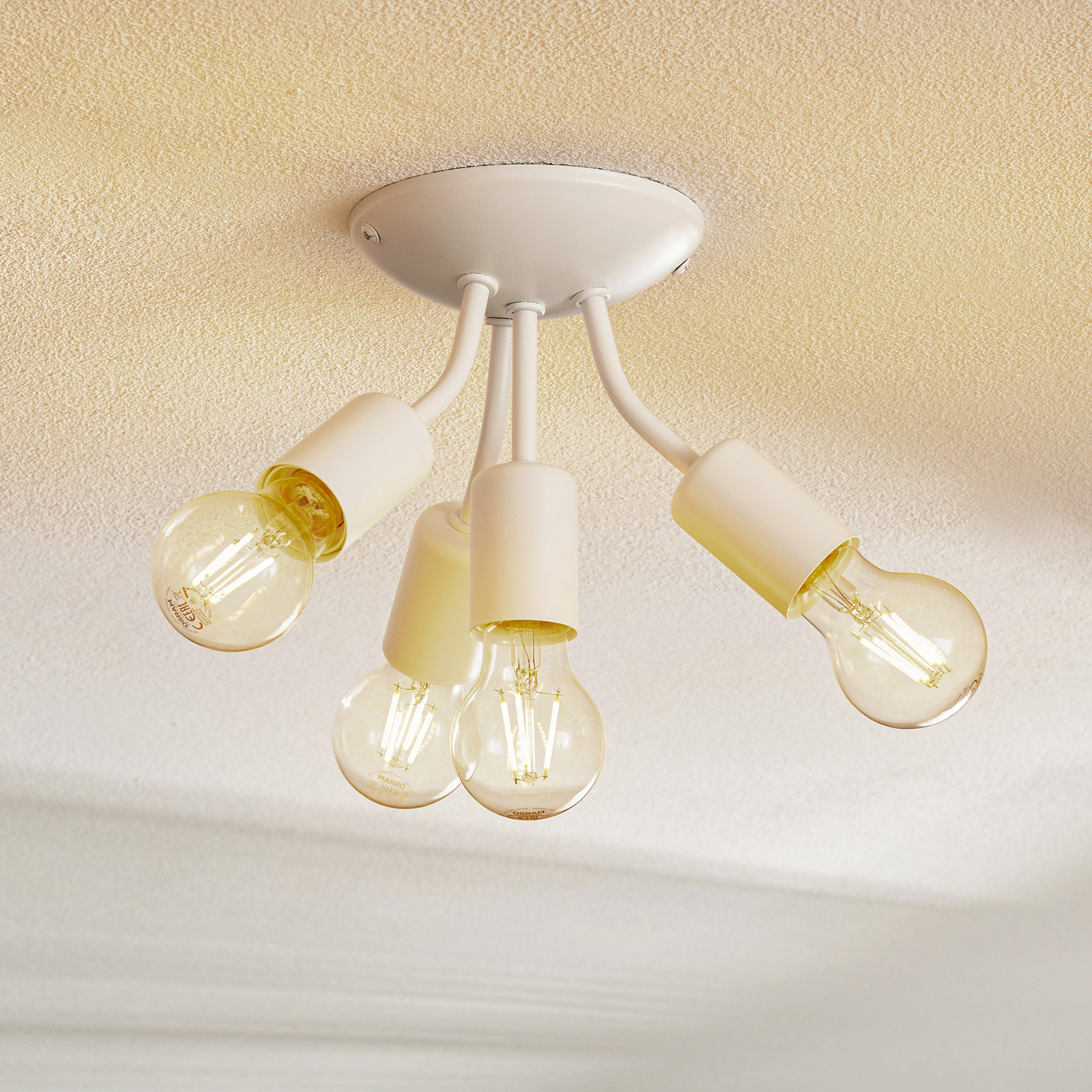 Plafón de casquillo Go, 4 luces, blanco