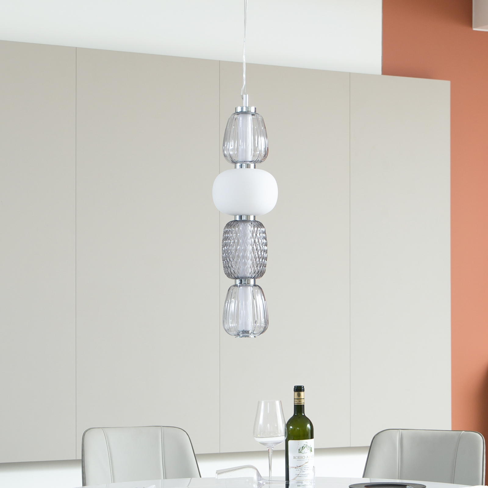 Lucande Fedra LED-hänglampa med glasskärmar