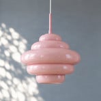 Żyrandol Lucande Leilani, Ø 35 cm, różowa, E27, szkło