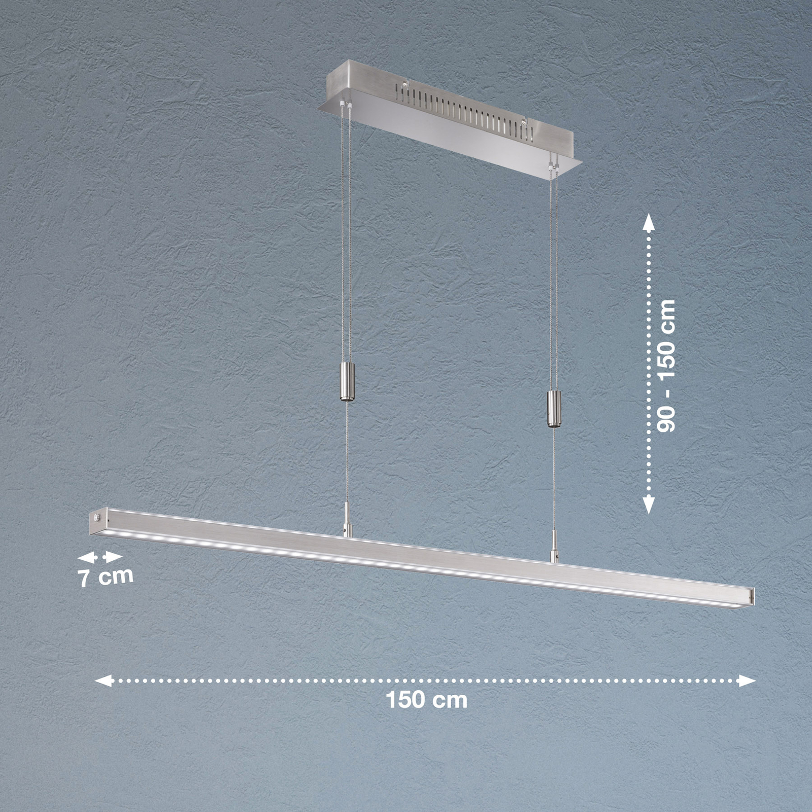 LED-Pendelleuchte Vitan TW, grau, Länge 150 cm