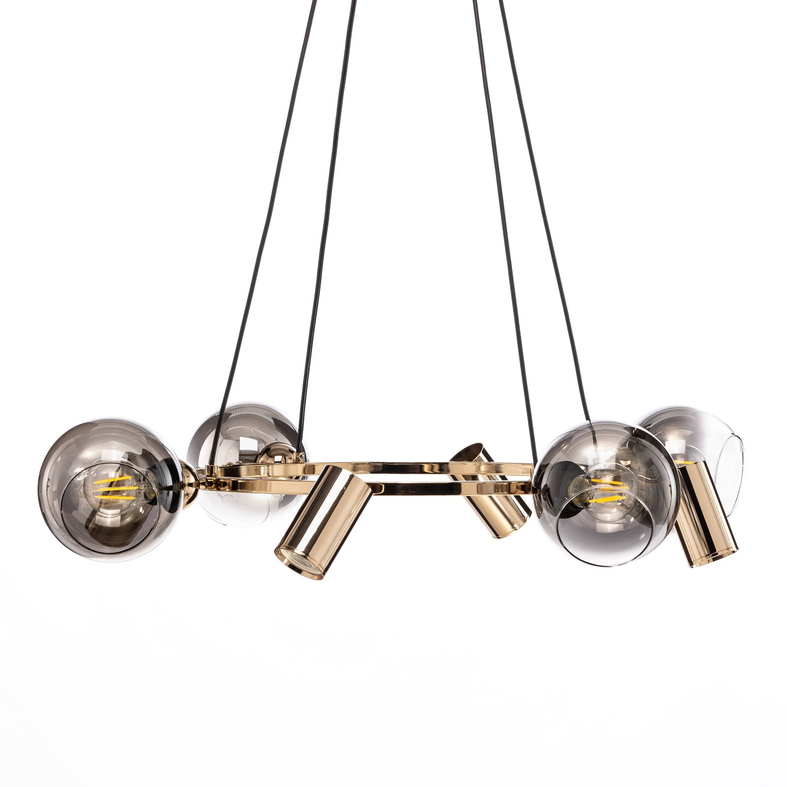 Suspension Zerde 4+4, Ø 82 cm, dorée, à 8 lampes