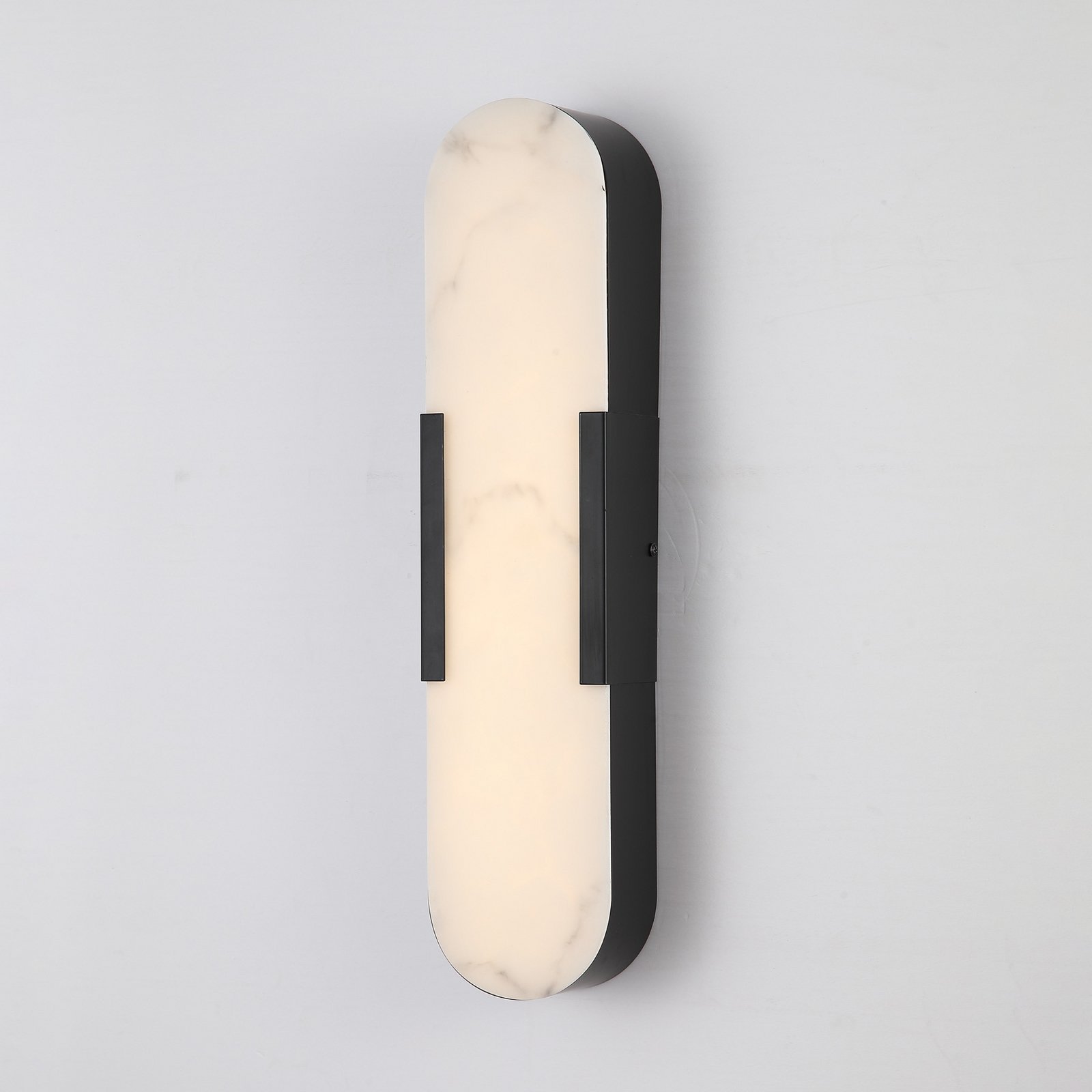 LED badkamer wandlamp Opaline, hoogte 50 cm, zwart, metaal/hars