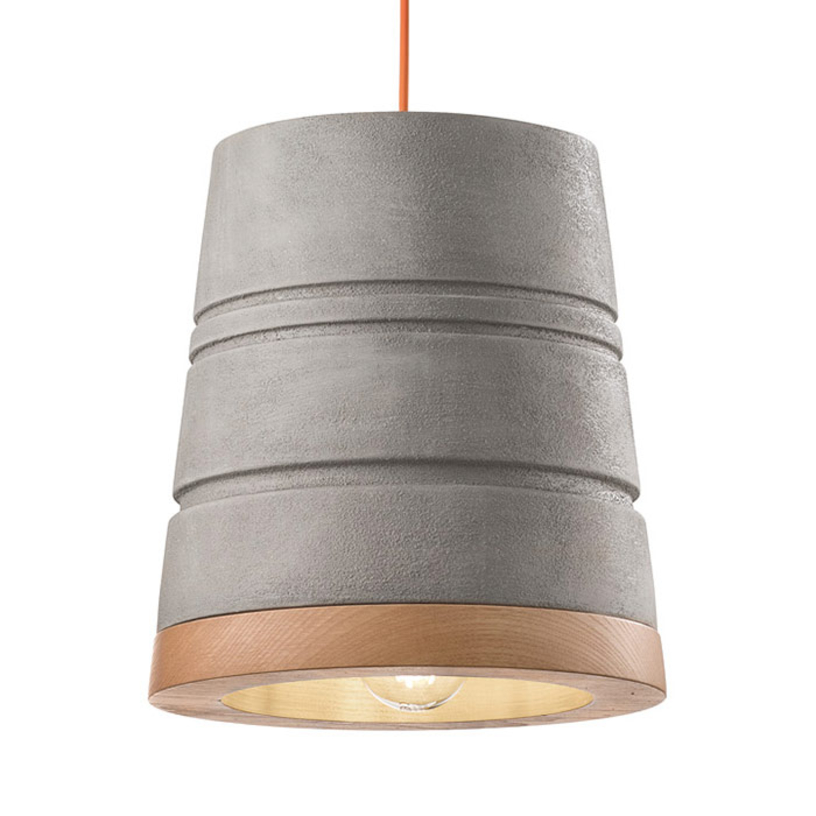 Ferro Luce Nordic ceramic hanging lamp C1786, cement, for Living / Dining Room, ceramics, wood, E27, 53 W, energy efficiency: A++, H: 28 cm