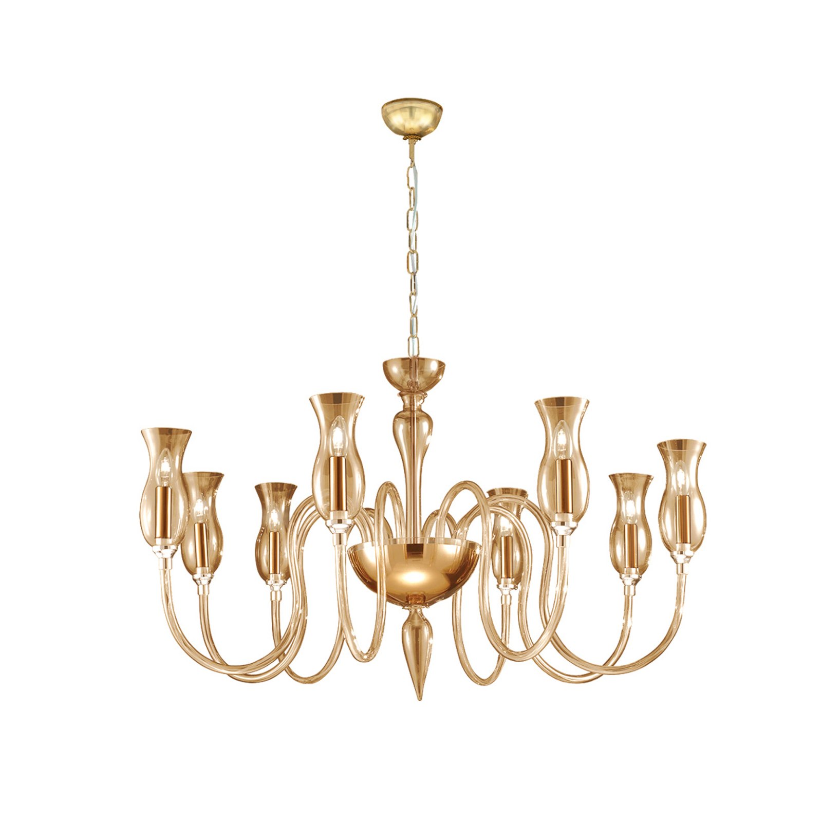 KOLARZ Murano Renier chandelier, gold-plated, Murano glass