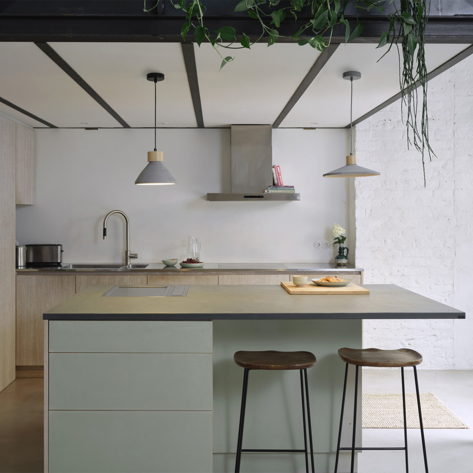 Závěsné světlo OSRAM CONCRETE WOOD, šedá, Ø 22 cm, beton, E27