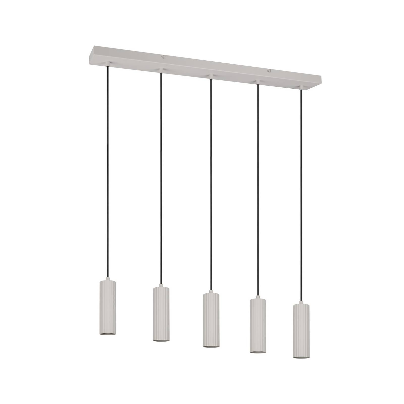 Hängelampe Soka, hellgrau, Länge 85 cm, Metall, 5-flg.