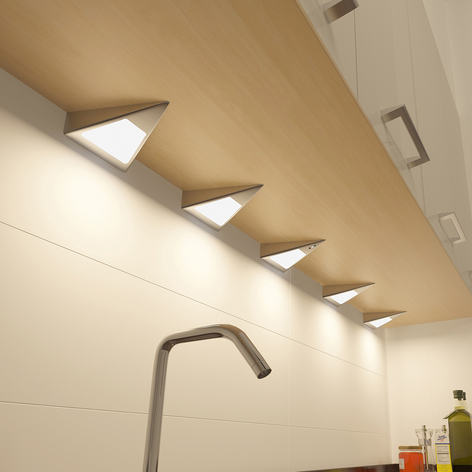 Prios Odia LED-Unterbauleuchte, edelstahl, 5-fl.