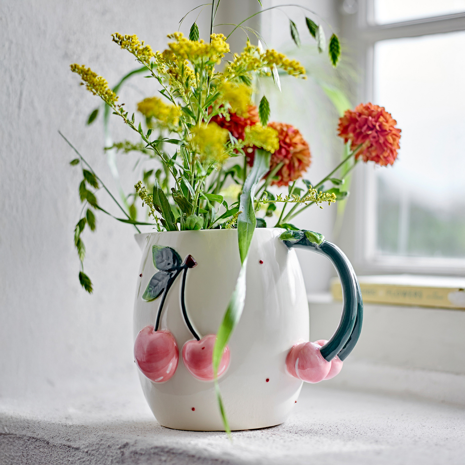 Pohár na ovocie, biely/ružový/zelený, 16 cm, keramika – Bloomingville