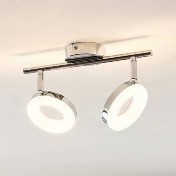 ELC Tioklia LED ceiling light, chrome, two-bulb