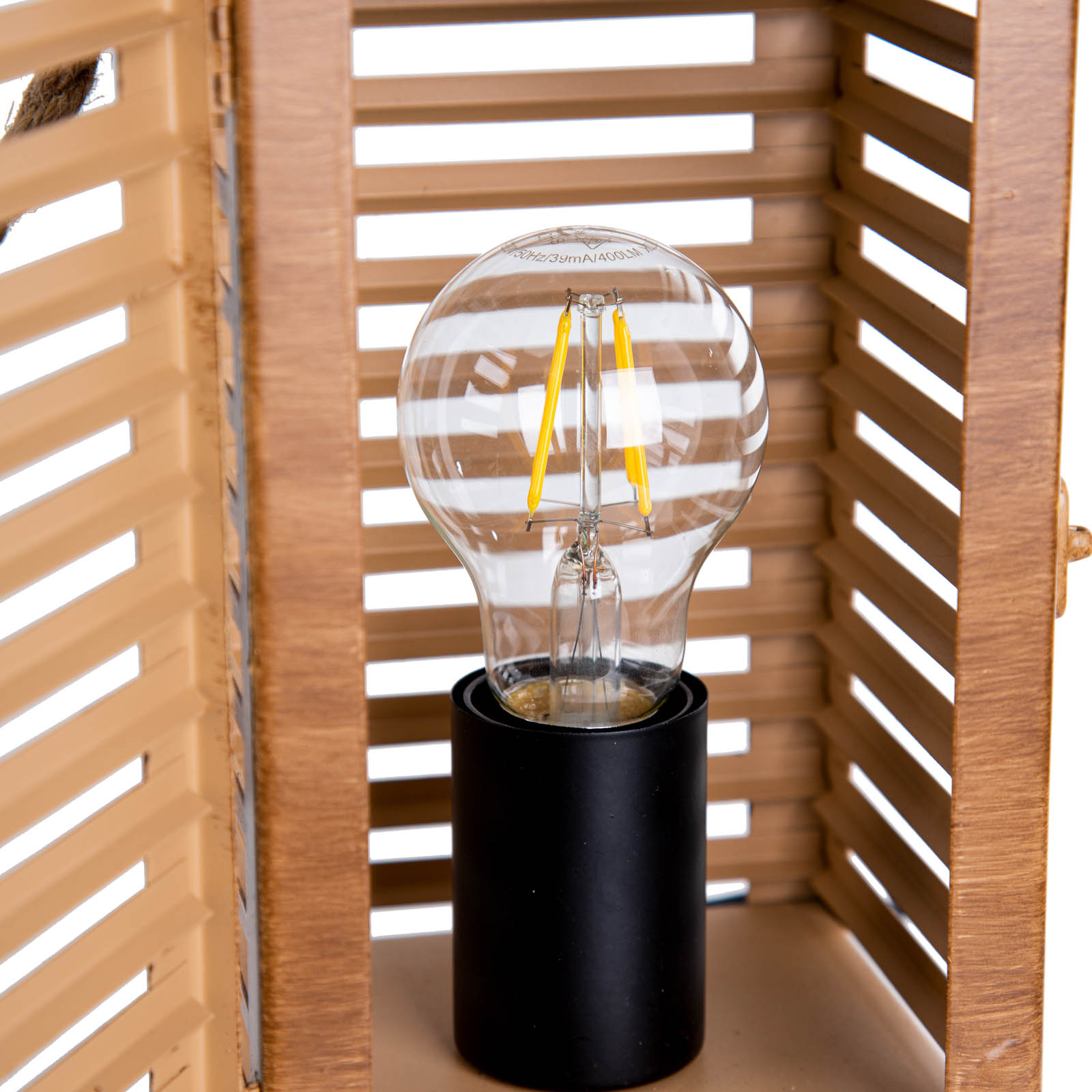 Wismar plastic table lantern in wood look 29.5cm