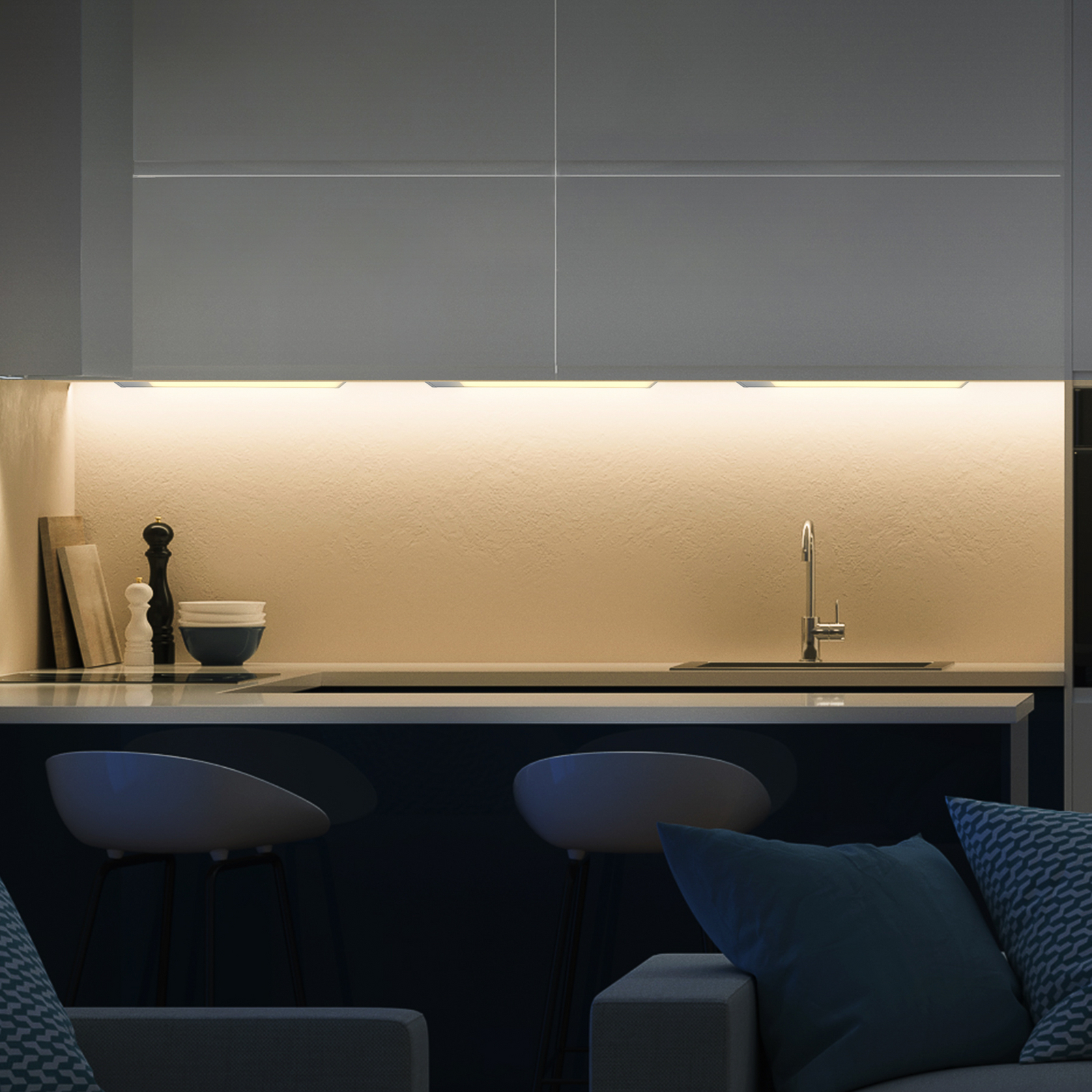 LED meubelverlichting Kniff zilver, lengte 57,5 cm, 3.000 K