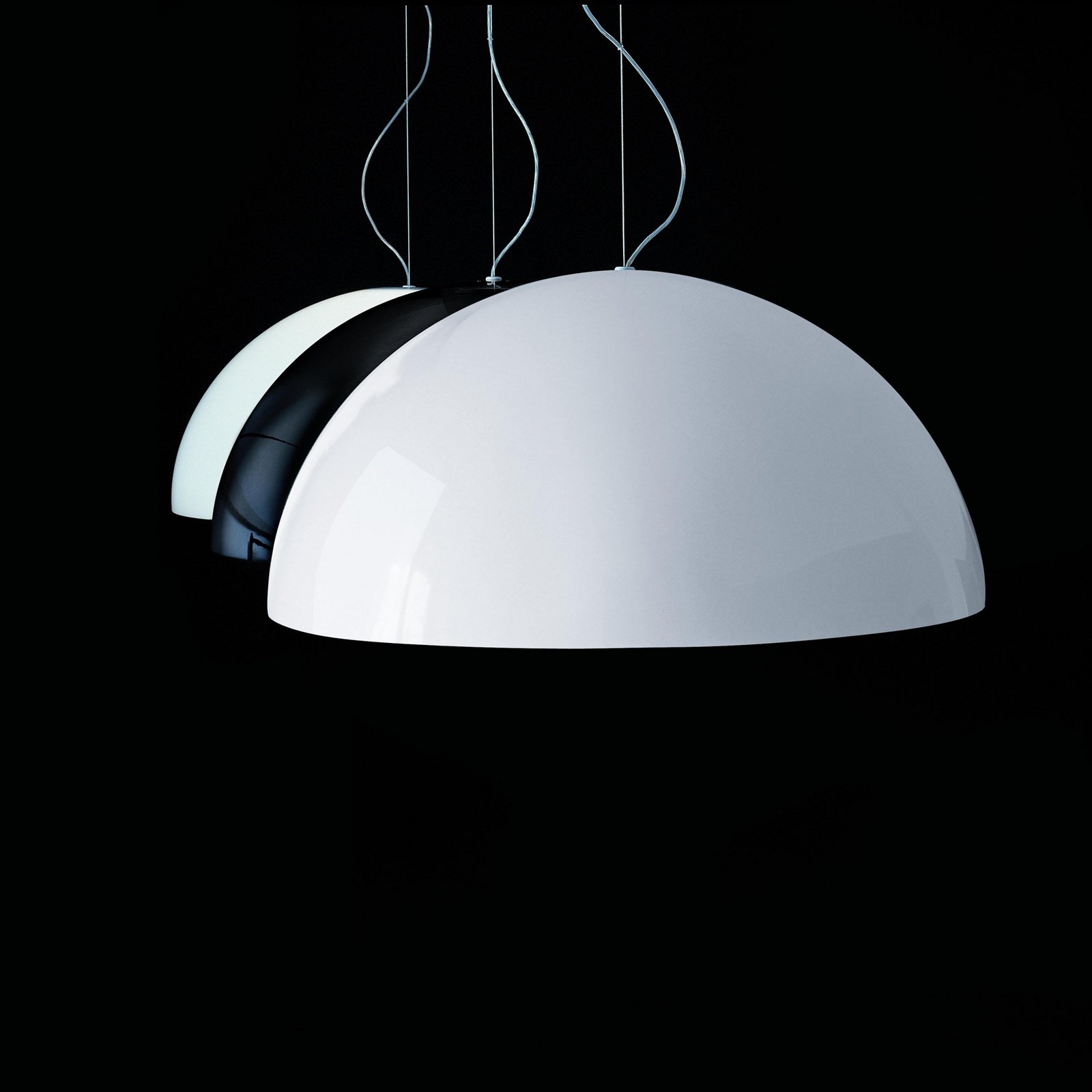 Oluce Sonora pendant light, white, plastic, E27