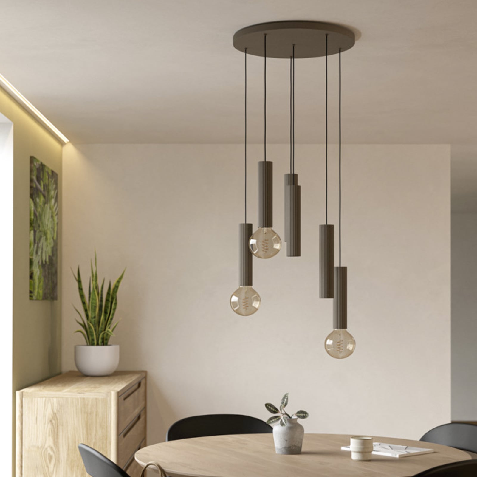 EGLO hanglamp FARIOLO, beige, Ø 48 cm, 6-lamps, metaal