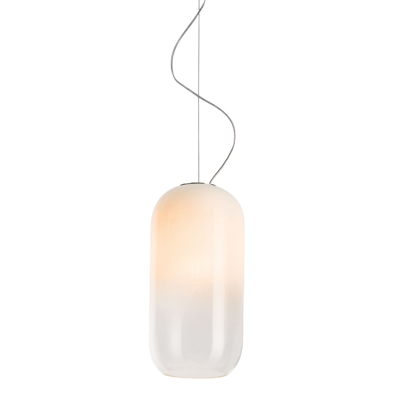 Artemide Gople glas-hanglamp, wit/zilver