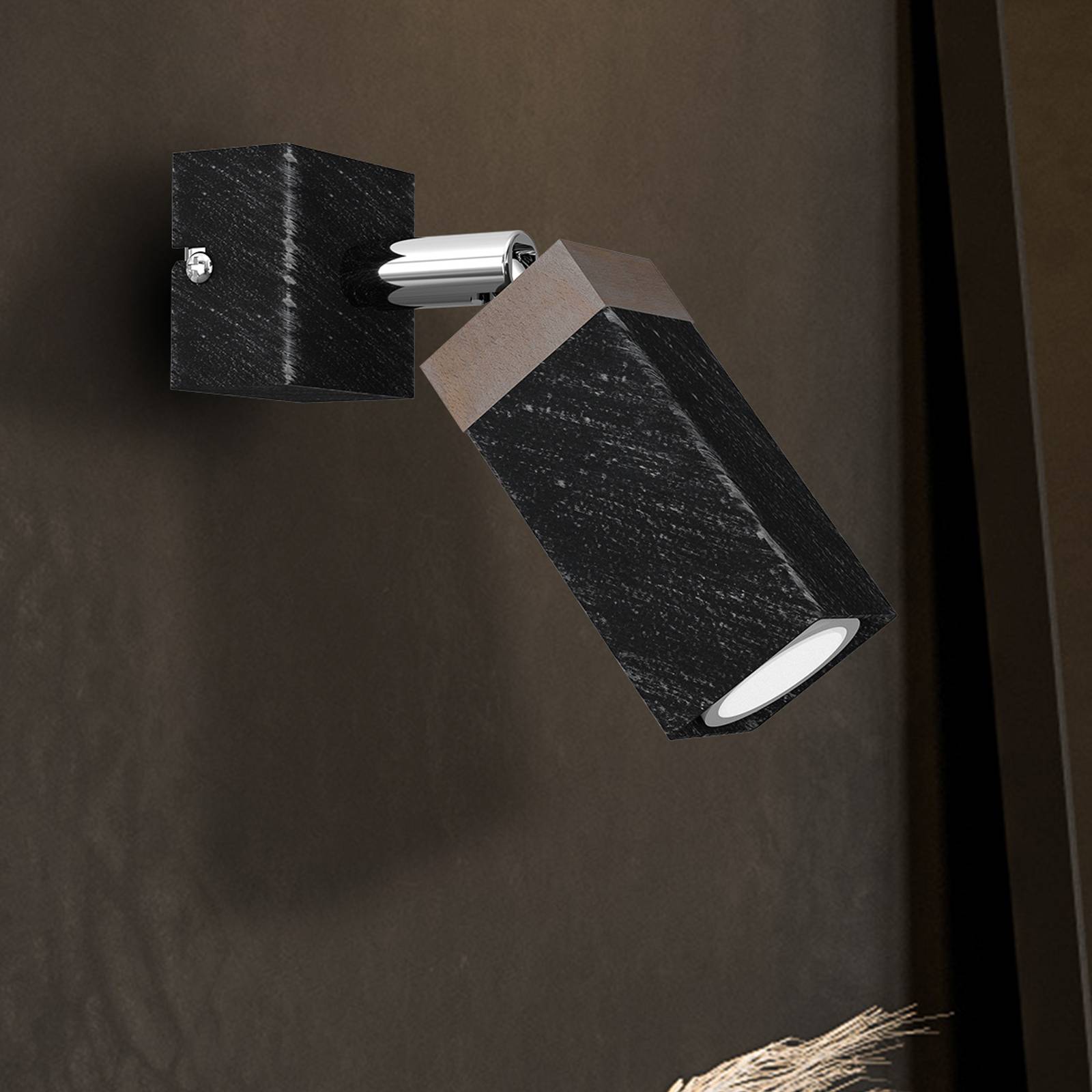 Euluna Foco de pared Stag negro/marrón giratorio - Lámpara de pared - Lámpara de pared - Salón / Comedor - negro, marrón - Metal