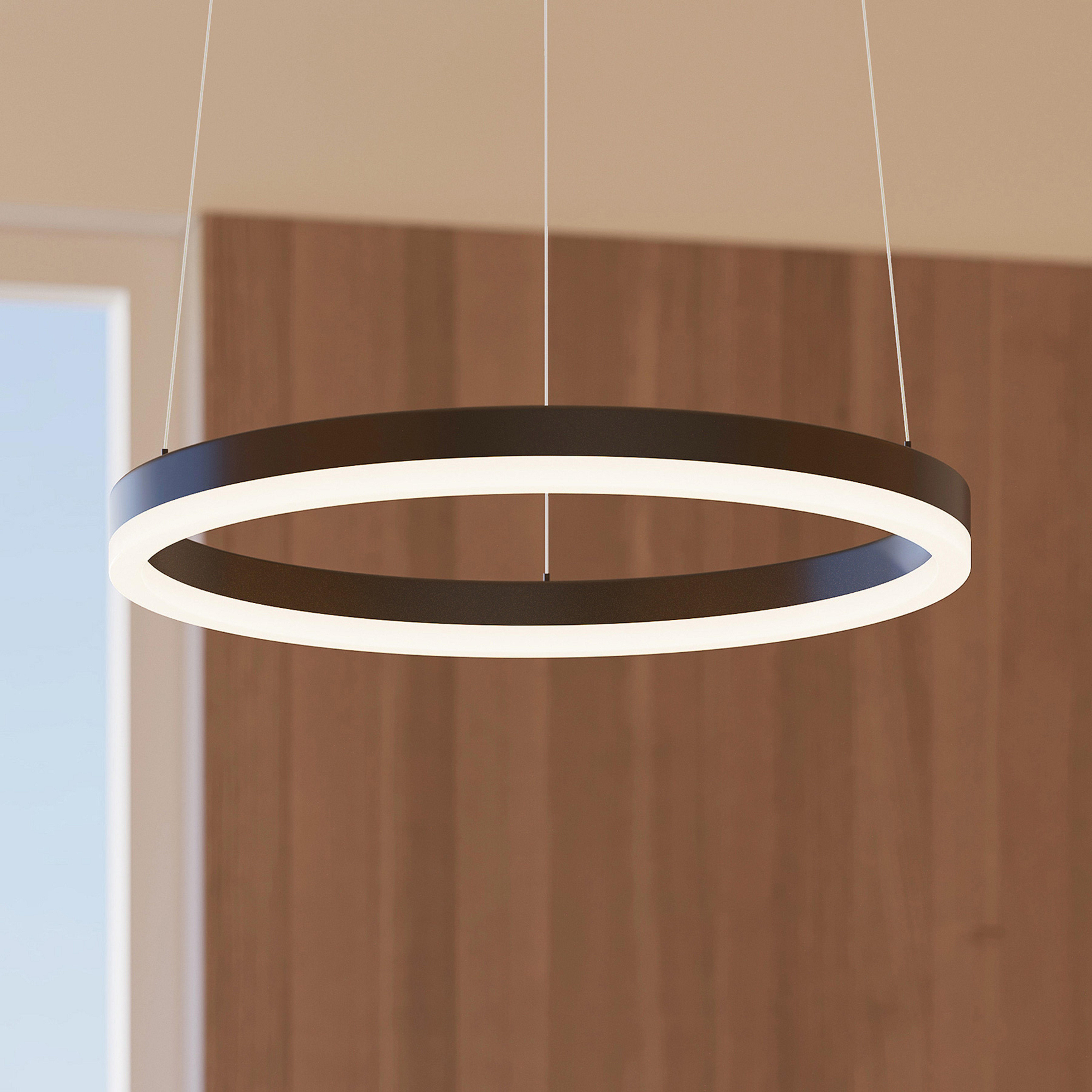 Arcchio Suspension LED Albiona, noir, 1 anneau, Ø 40 cm