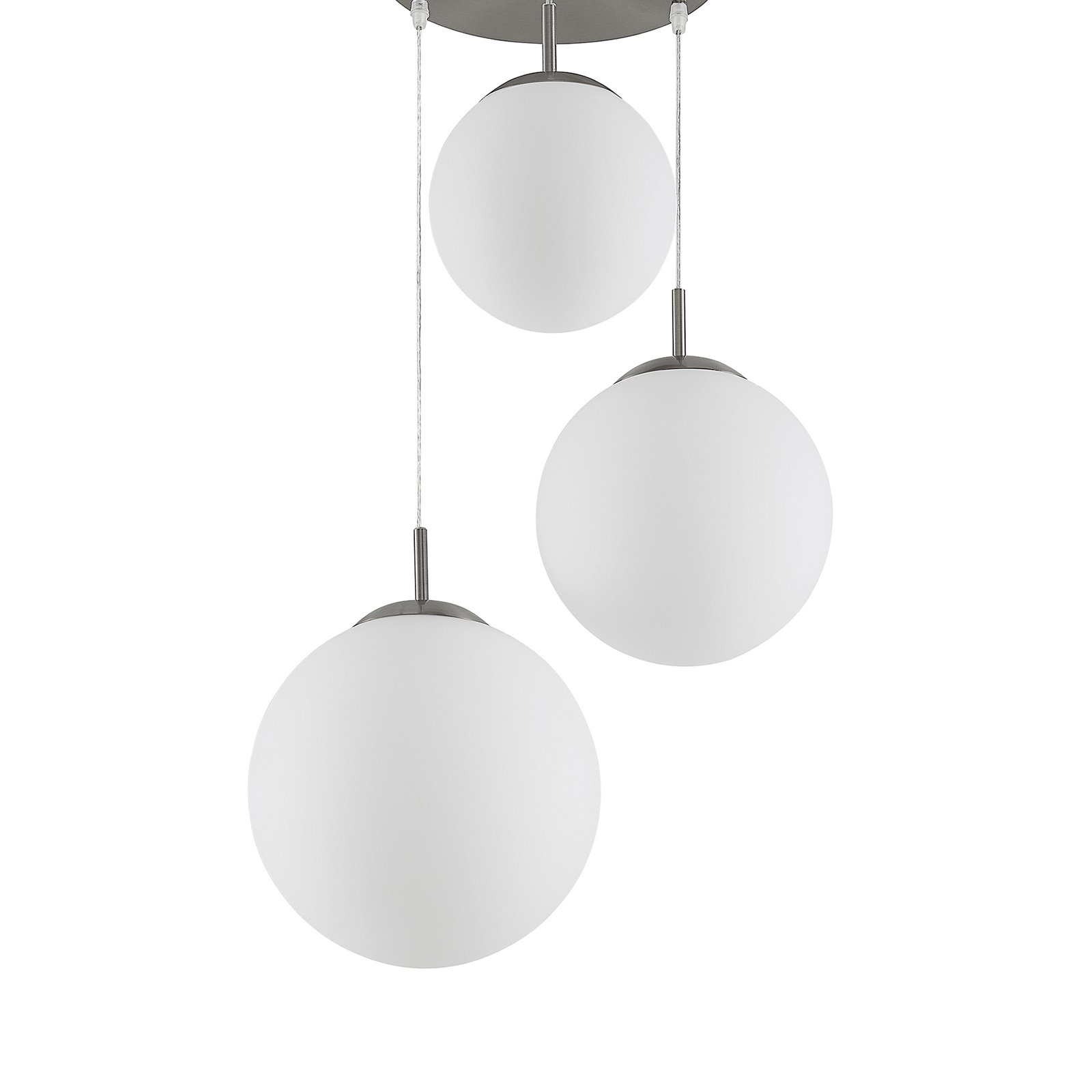 Heleska 3 Round Hanglamp Opal/Nickel - Lindby
