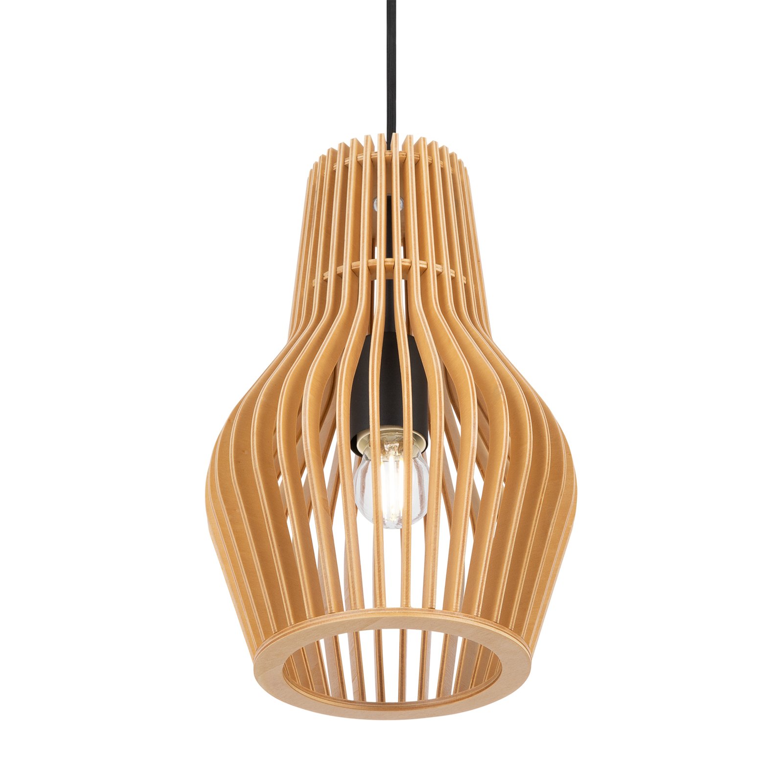 Maytoni suspension Roots, Ø 20 cm, hauteur 31 cm, beige, bois