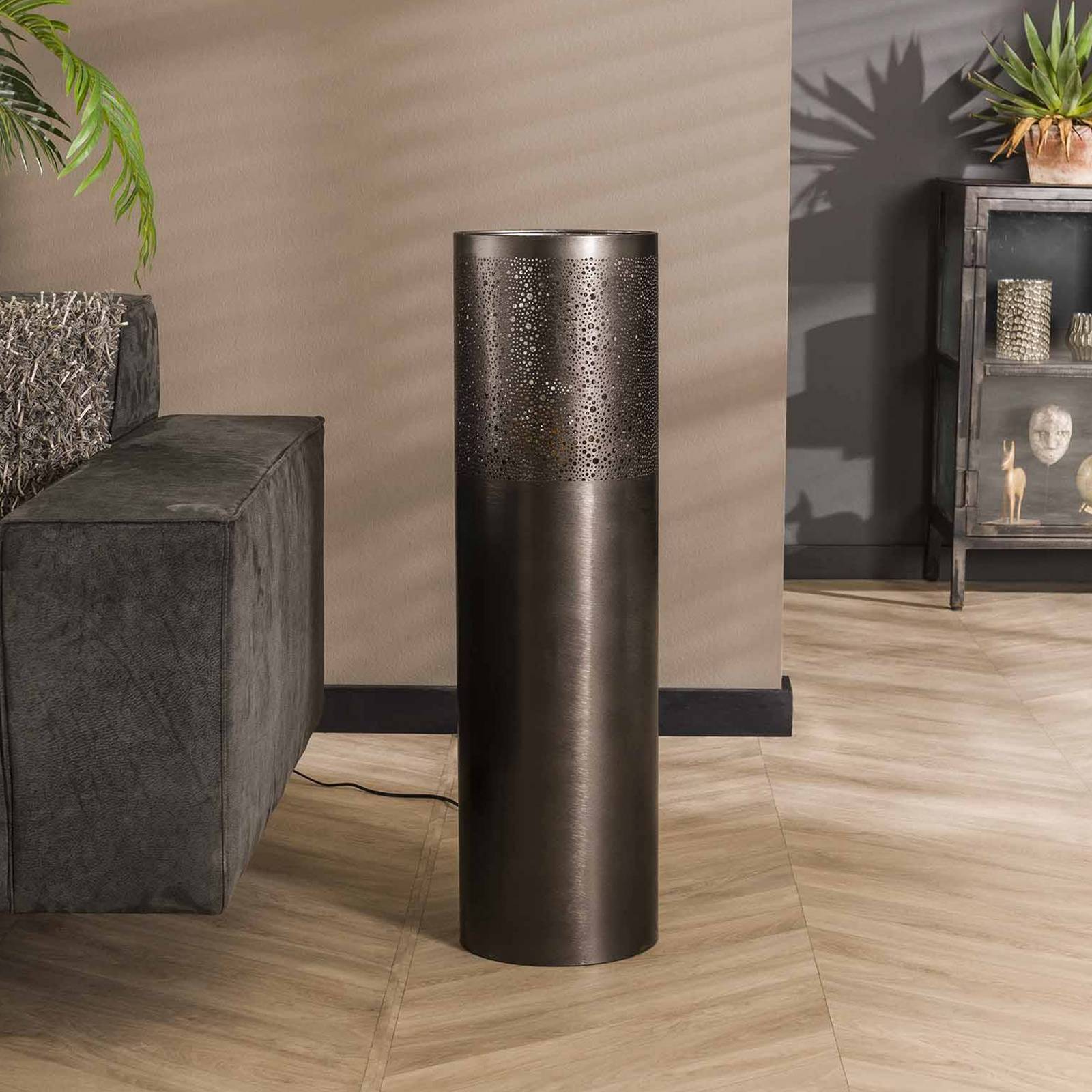 Lampa stojąca Narabi, wysokość 90 cm, czarny nikiel, metal