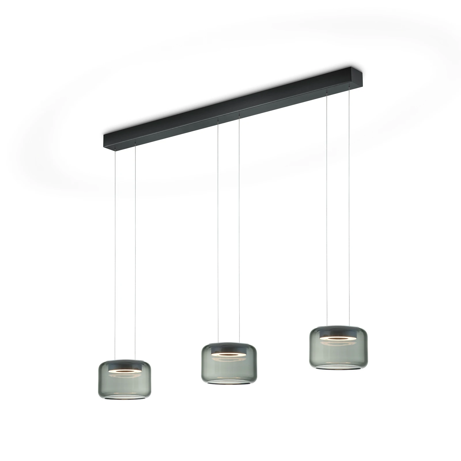 Lampada LED a sospensione Sidra, nera, lunghezza 120 cm, comando gestuale