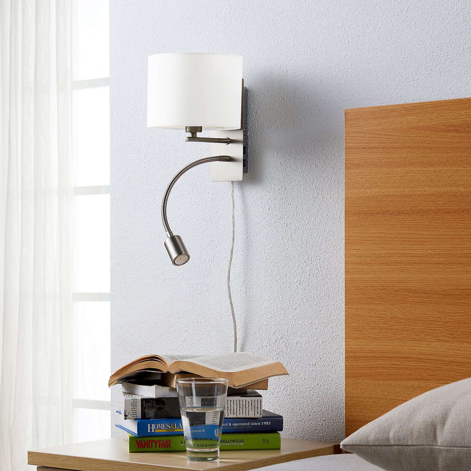 Florens Nástěnné Svítidlo White/Nickel - Lindby