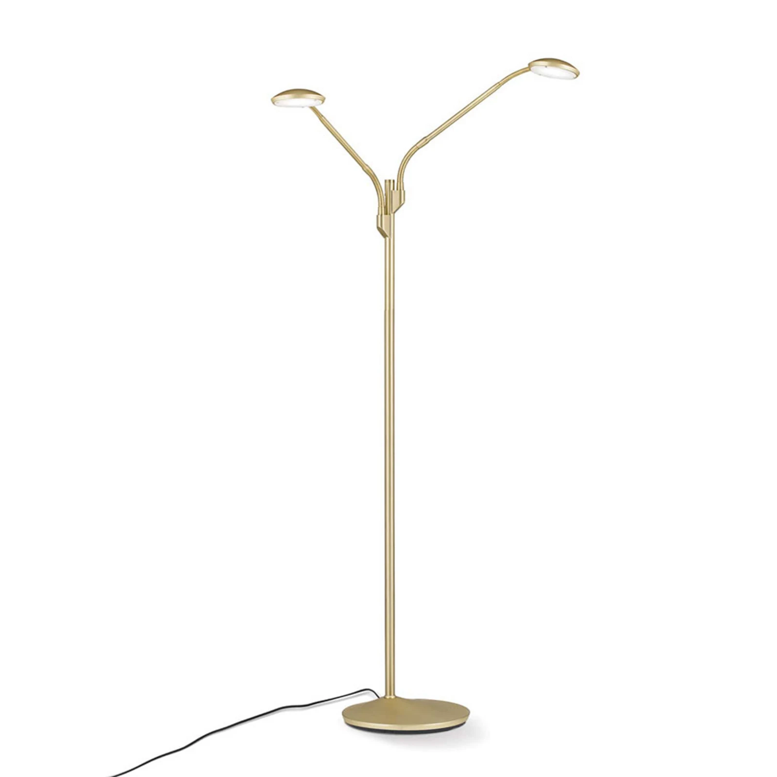 Lampadaire LED Cobra à 2 lampes, laiton-mat